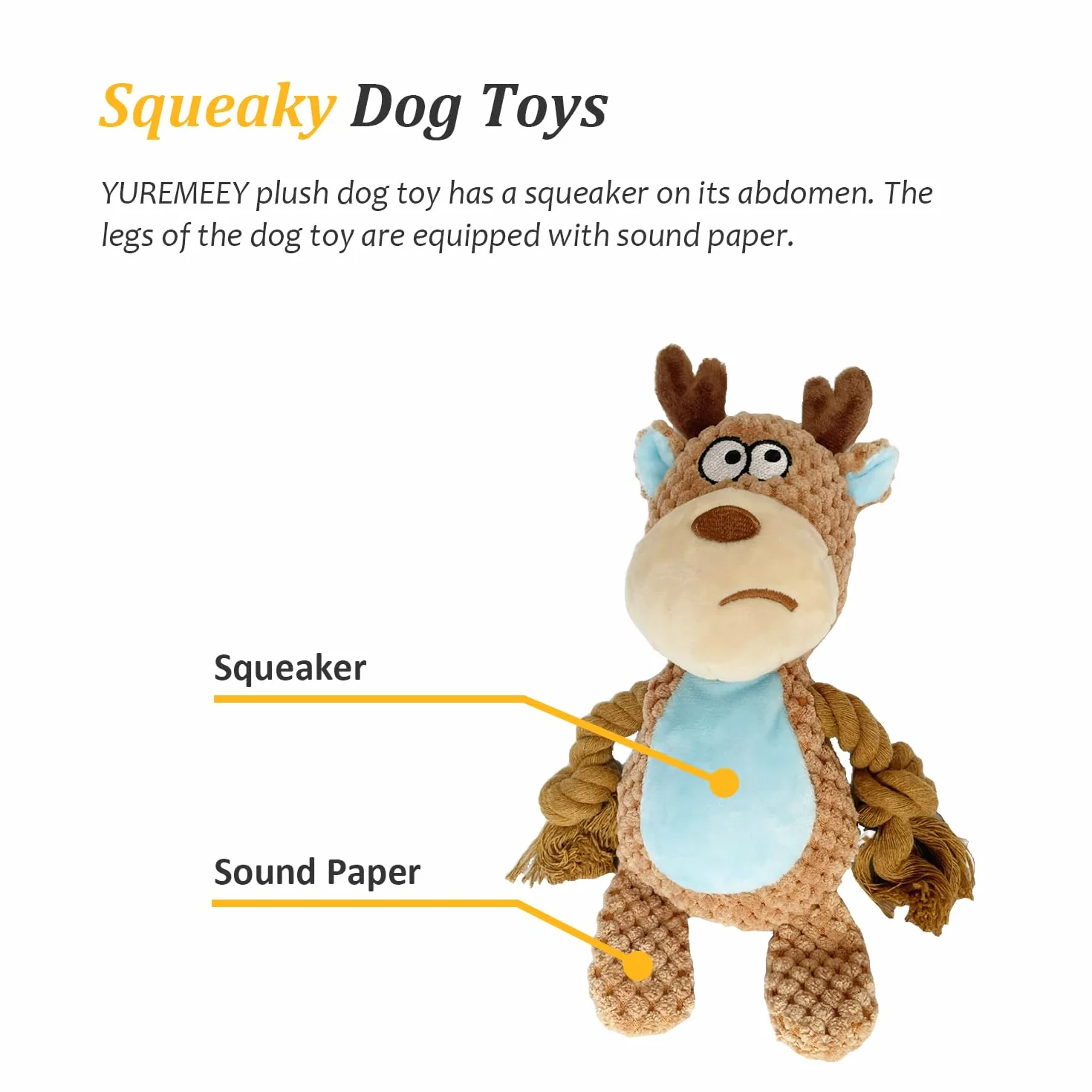 Jouets pour Chiens en Peluche à Couinement pour Chiot Petite et Moyenne Taille Élan