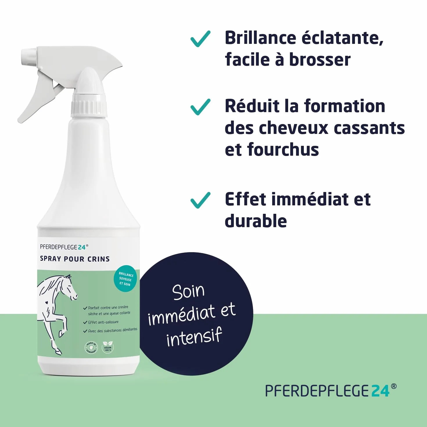 Spray de crins pour Chevaux 1l - Brillance éclatante, Démêlage & Pelage sain