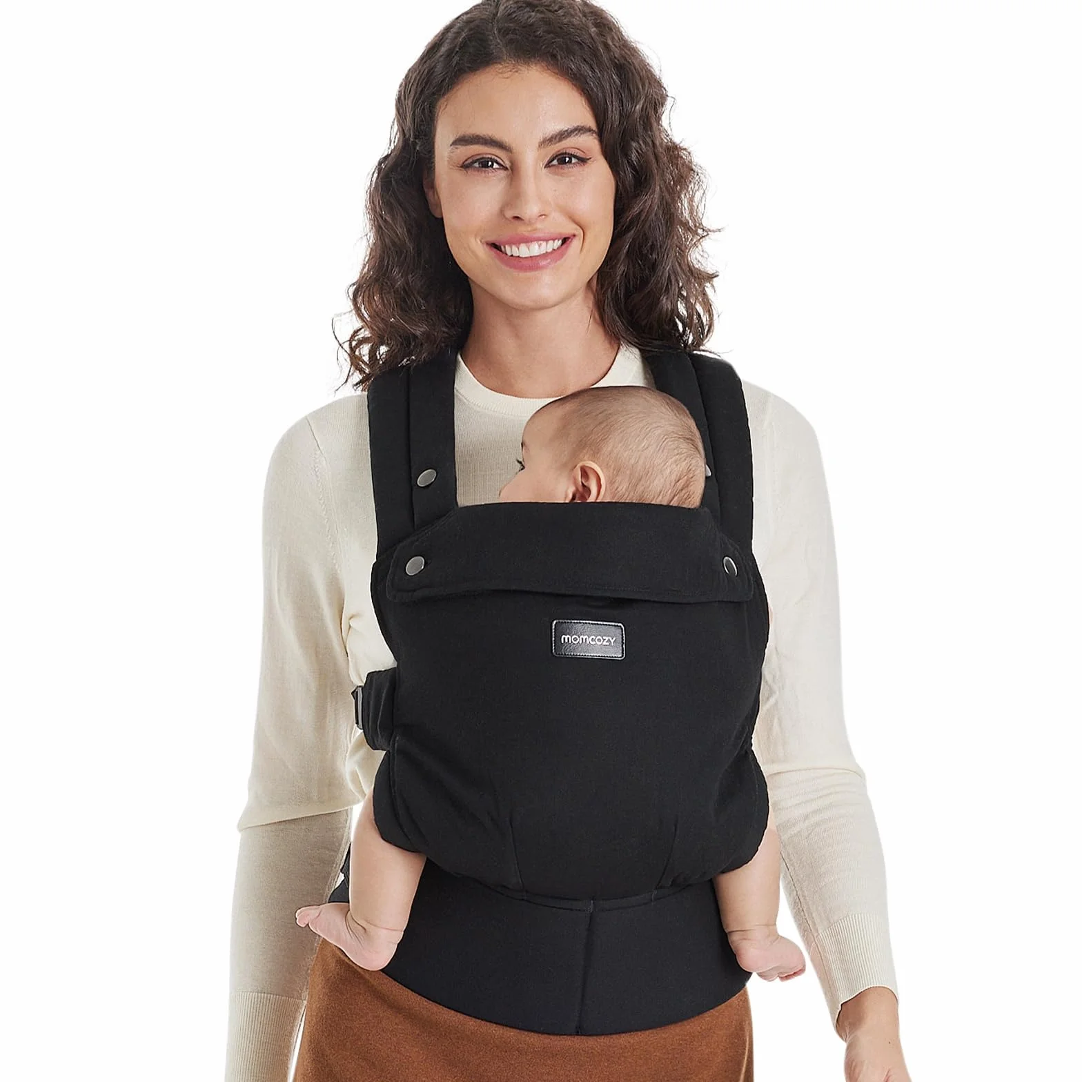 Momcozy Porte-bébé en coton doux, ergonomique 3-20 kg, noir