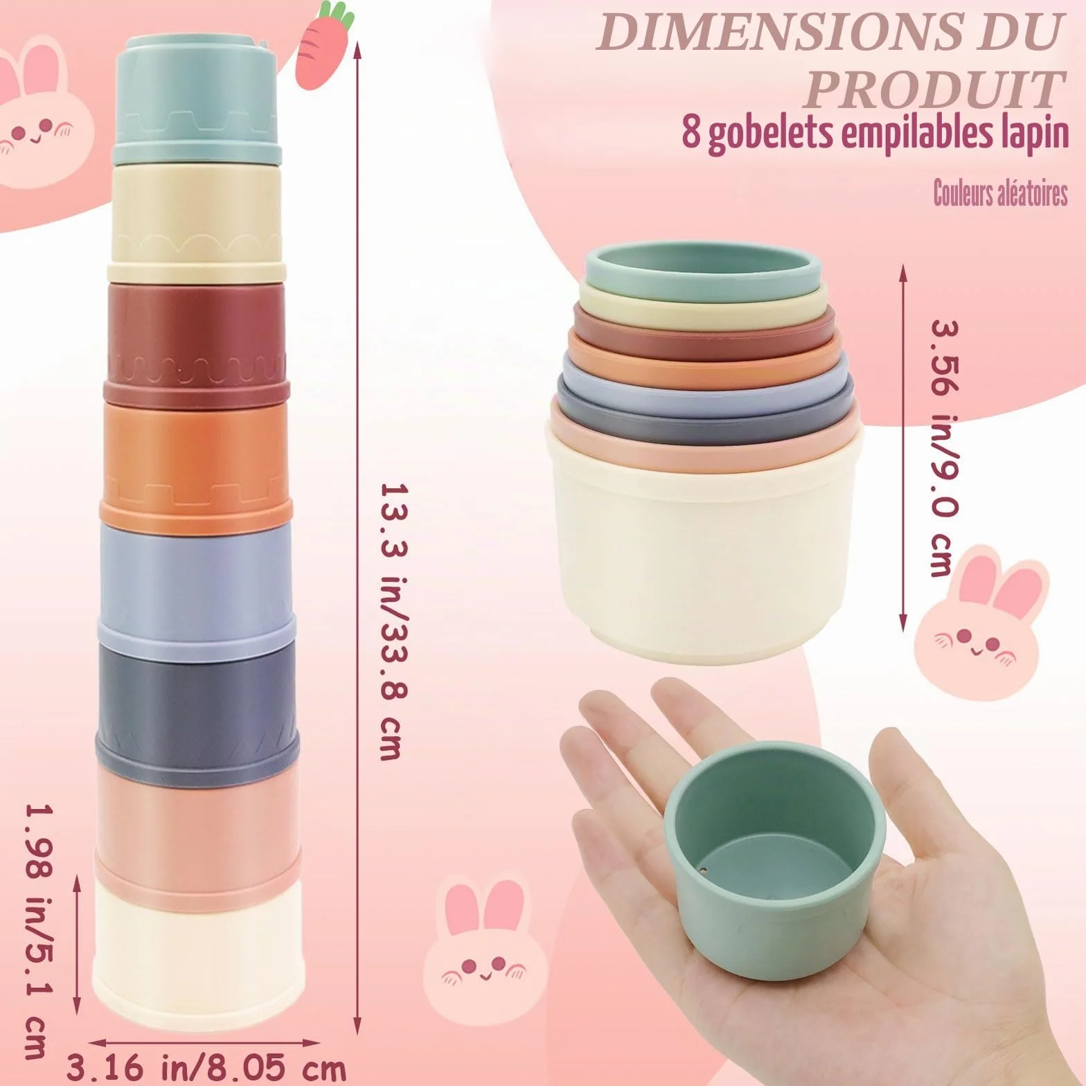 Gobelets Empilables pour Lapin Jouets d'Exercice et de Fourrage 8 PCS