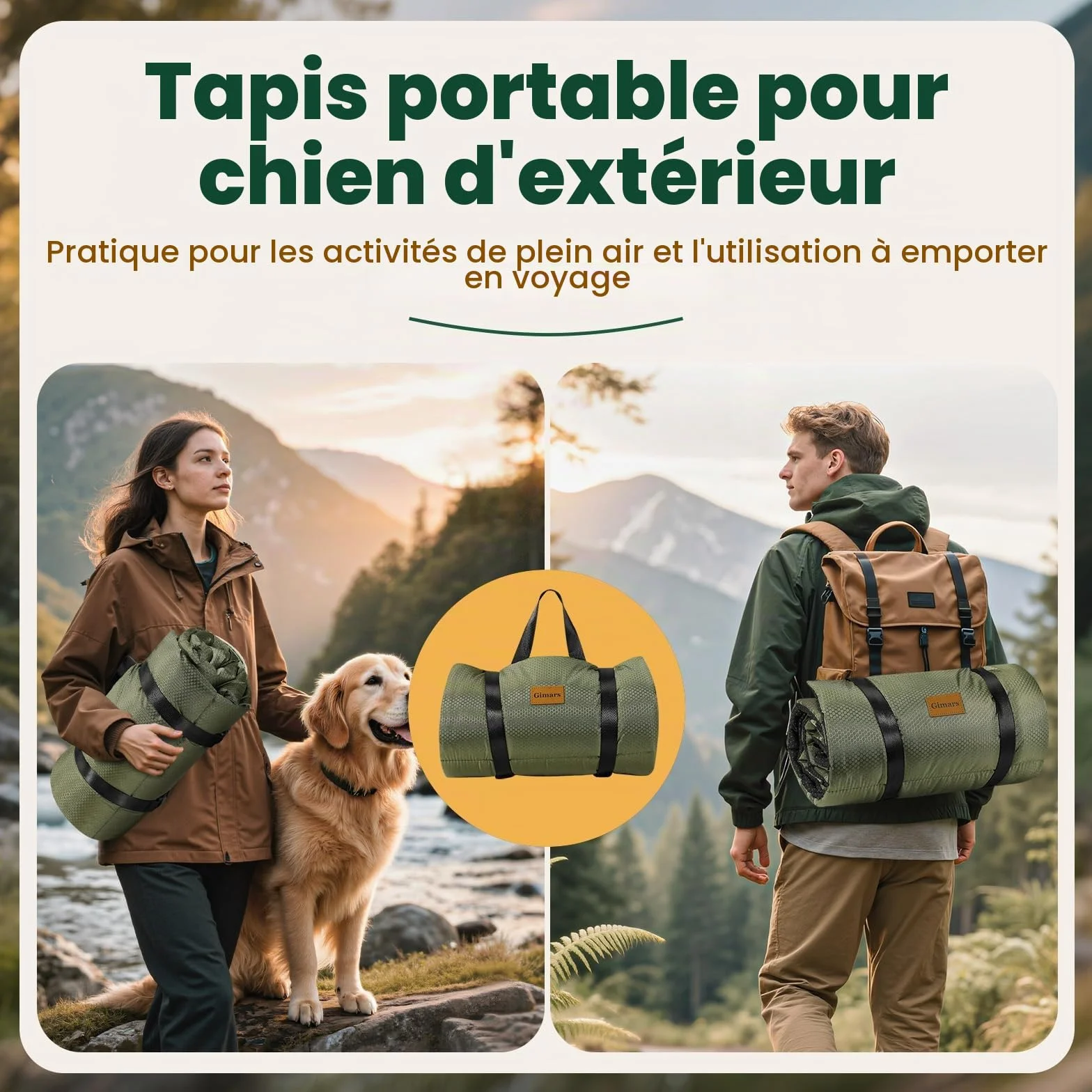 Gimars Lit pour Chien d’extérieur imperméable Pliable Lavable Portable Grand Voyage Chiens Moyens Grands