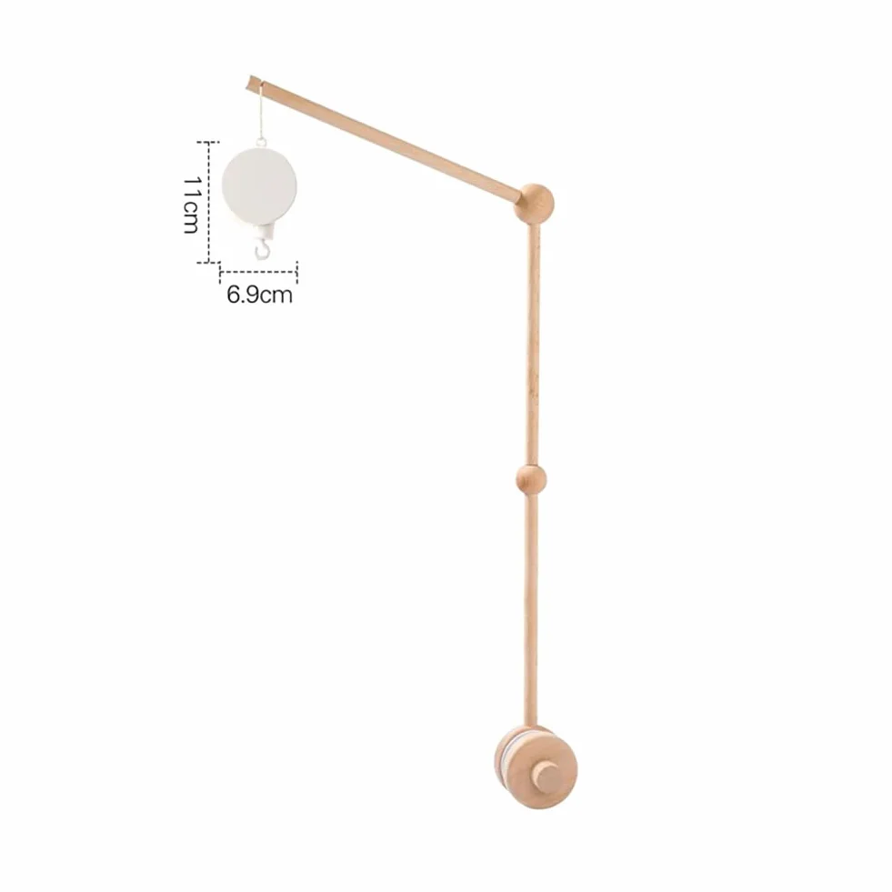 Mobile Musical en Bois avec Support Réglable et Boîte à Musique Décoration de Berceau (Beige)