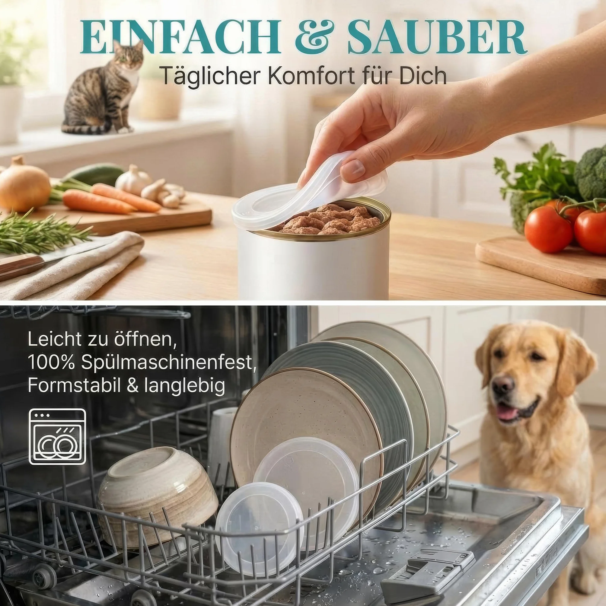 HUND IST KÖNIG® Couvercle de boîte – Couvercle robuste pour boîtes pour garder les aliments pour animaux frais et refermer les odeurs | Couvercle de boîte de 400 g / couvercle de boîte de 800 g