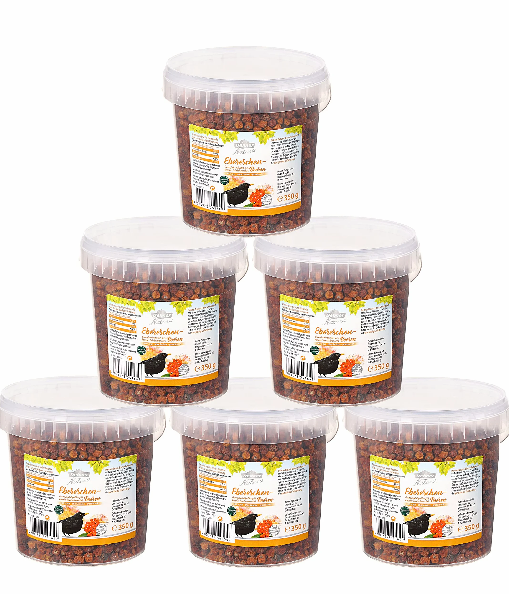 Dehner Natura Premium Nourriture pour oiseaux sauvages, baies de sorbier, 6x 350 g (2,1 kg)