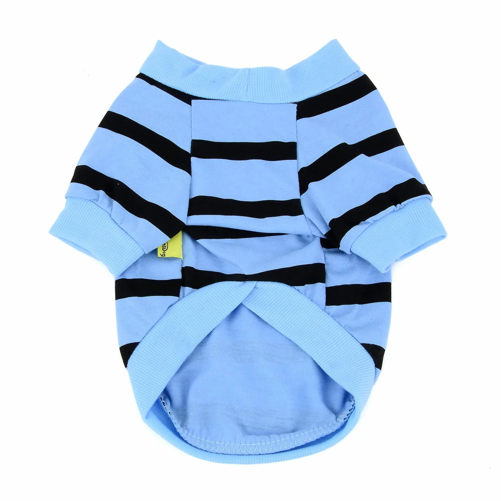 Zunea Chemise Chien T-Shirt Rayures Vêtement Paillettes Cœur Manches Courtes Coton Doux Chihuahua Bleu XS