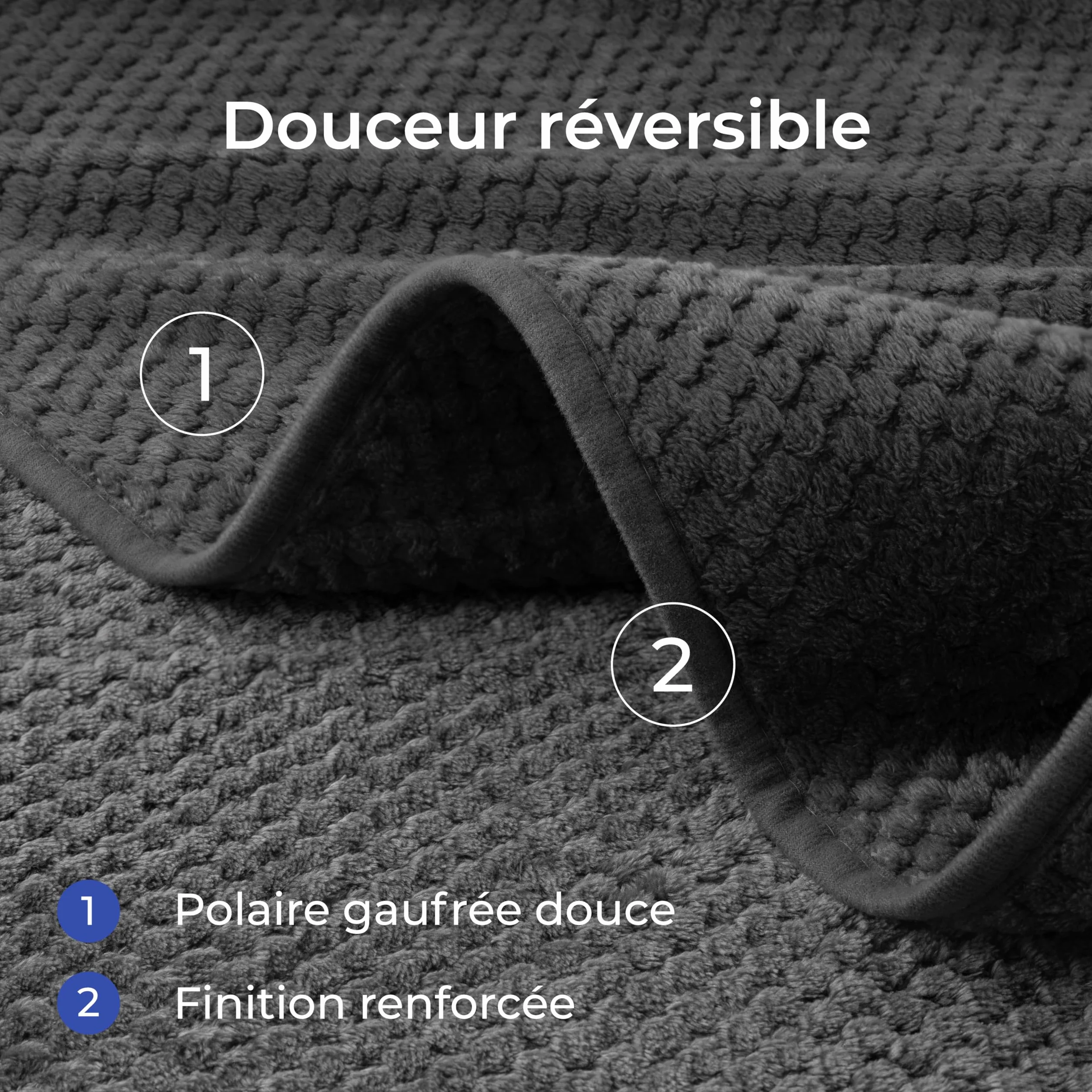 Dreamzie Couverture Chien Imperméable 100x120cm Polaire Réversible Lavable en Machine Gris foncé