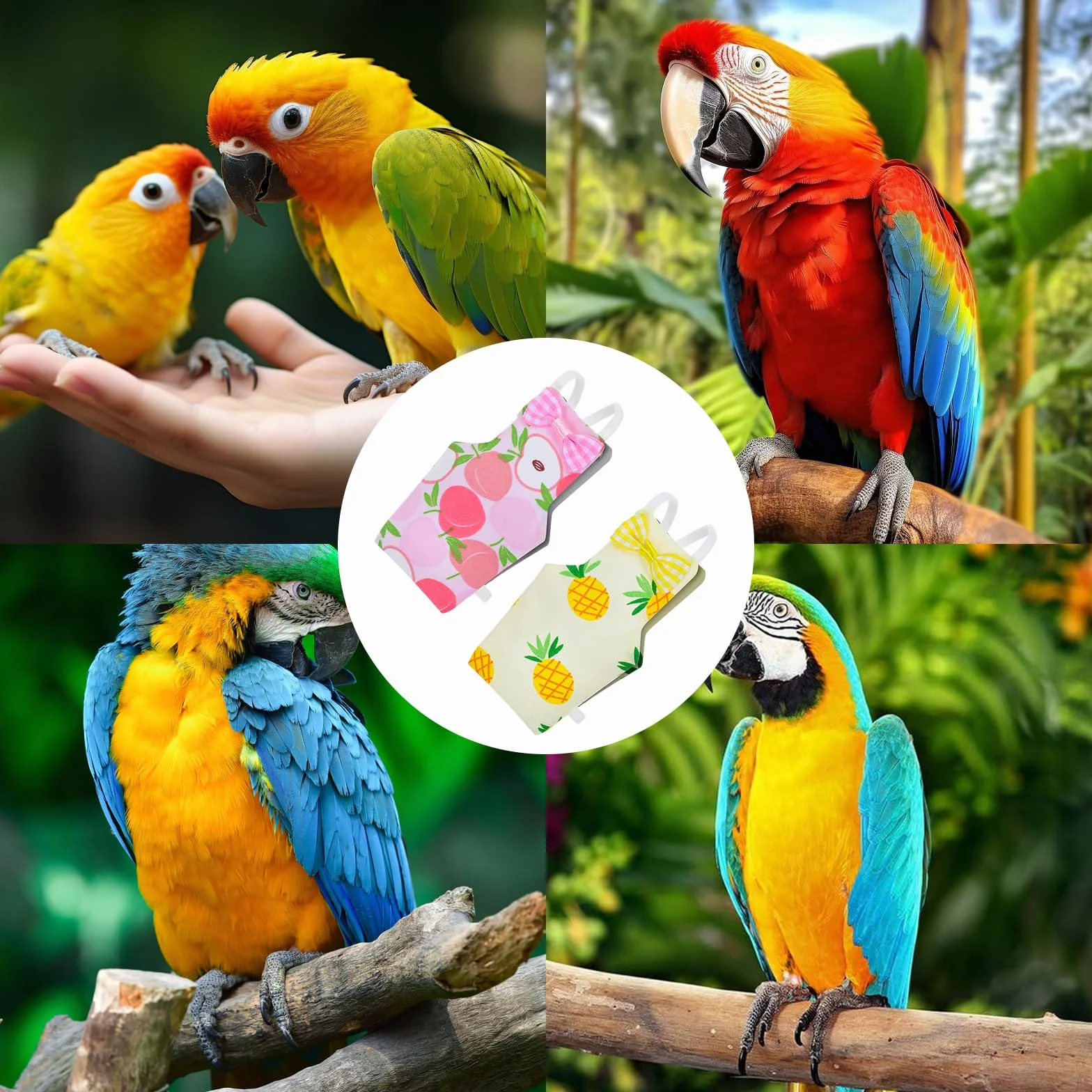 Couches pour oiseaux lavables réutilisables imperméables réglables lot de 2 pour perruches calopsittes mini aras canaris