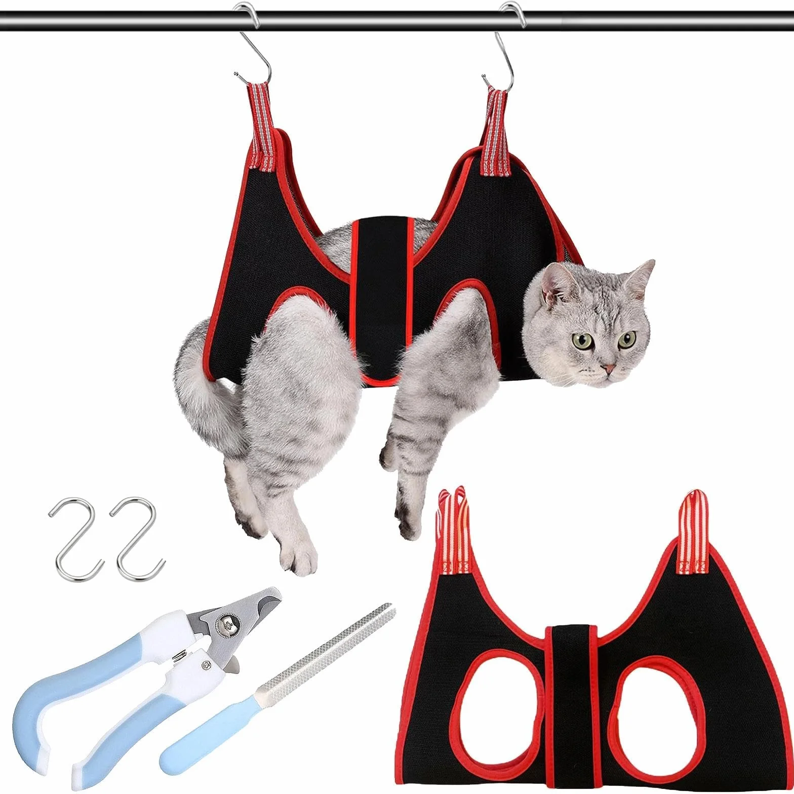 Hamac de Toilettage pour Chien, Kit avec Sangles, Limes à Ongles et Coupe-Ongles