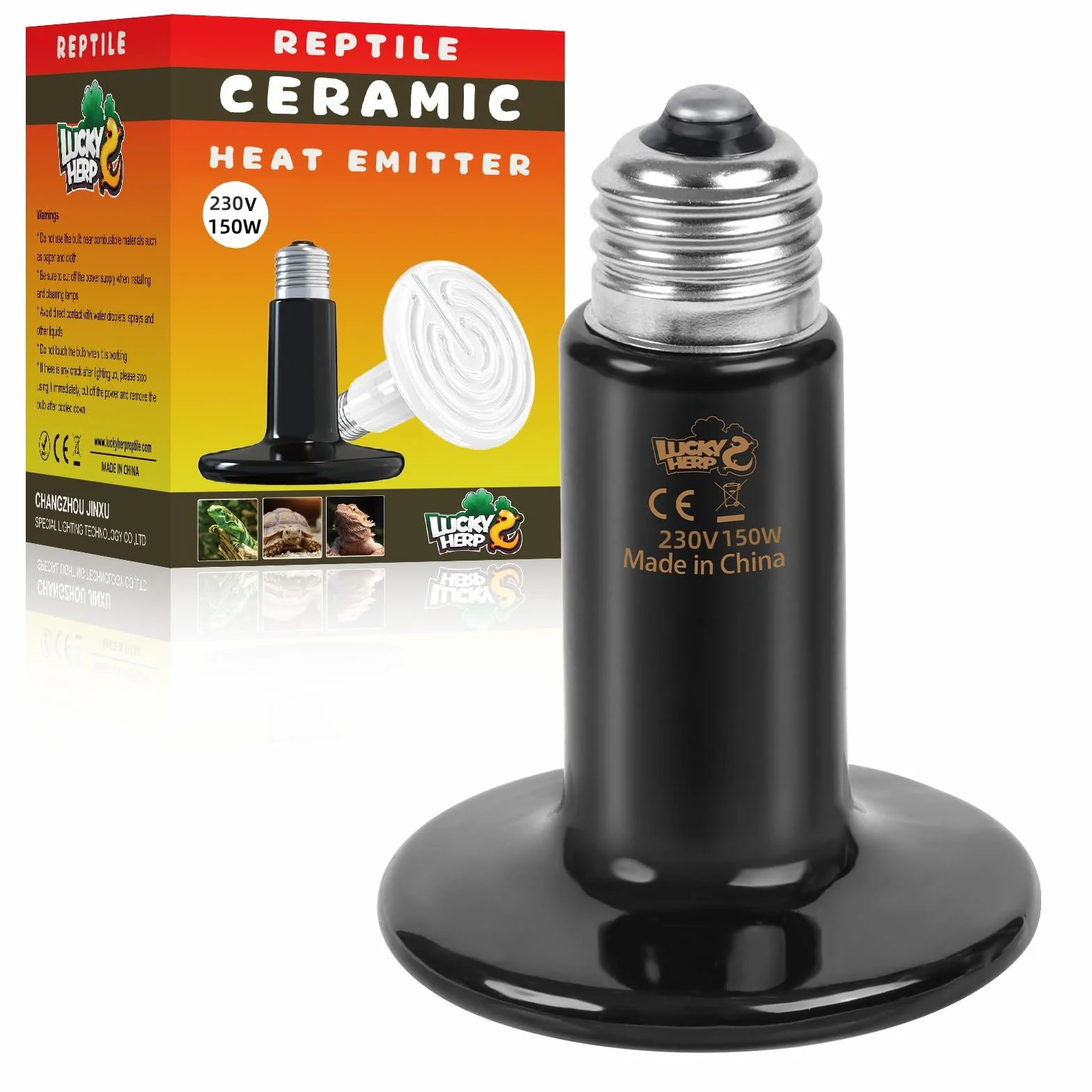LUCKY HERP Lampe chauffante céramique 150W E27 pour terrarium reptiles tortues poules