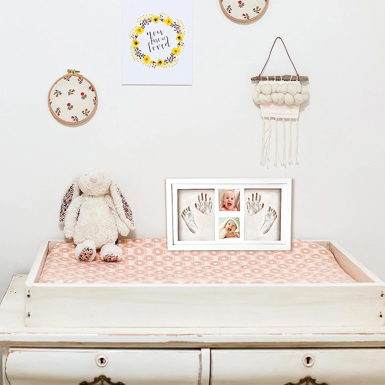 Cadre Empreintes Bébé Kit Empreinte Mains Argile Souvenirs Naissance