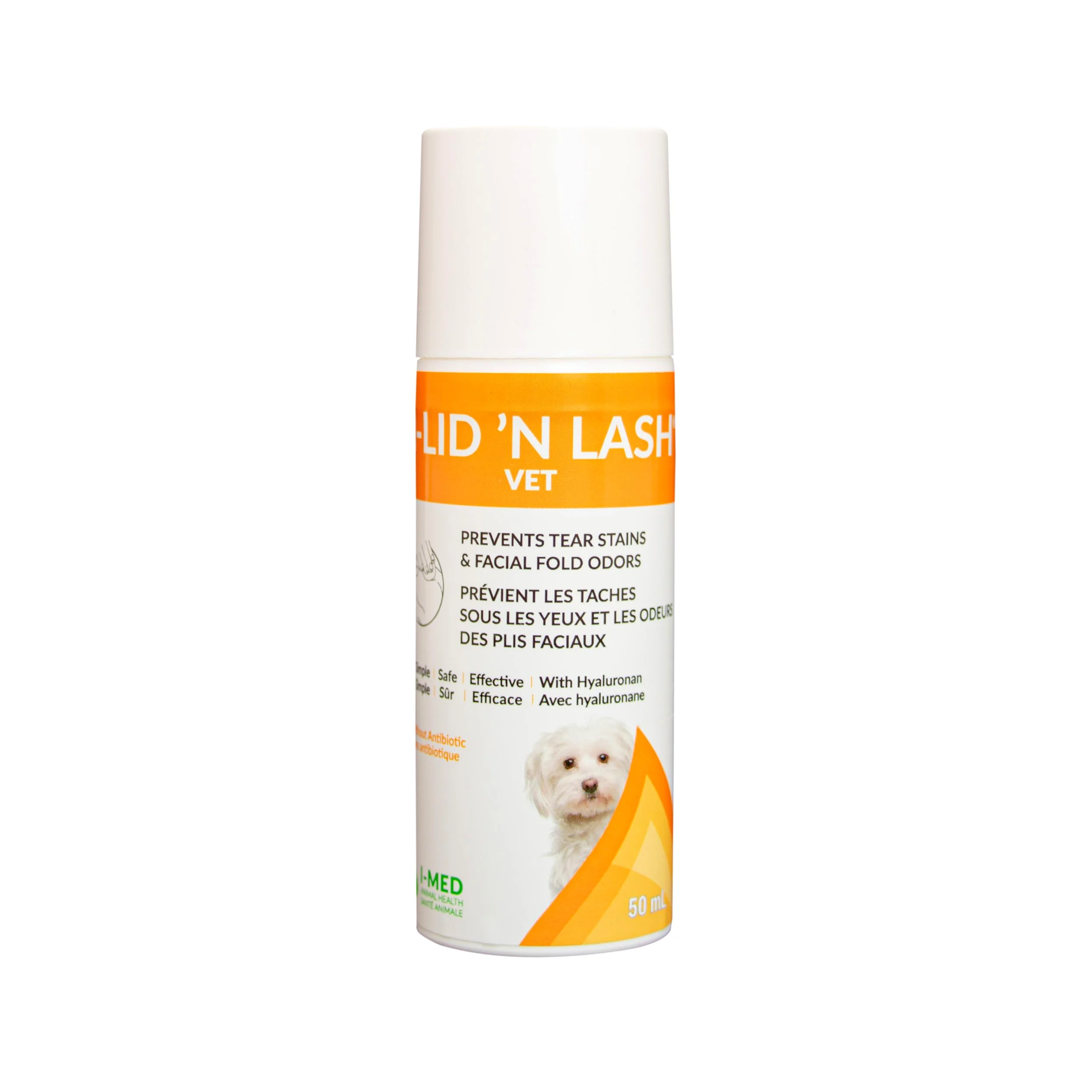 I-LID ’N LASH Vet Pump-Préventeur de Taches de Larmes pour Chiens et Chats(50 ml),Prévient les Taches de Larmes,Nettoyant Anti-Odeurs,Solution avec Acide Hyaluronique,Lavage Oculaire Sans Antibiotique