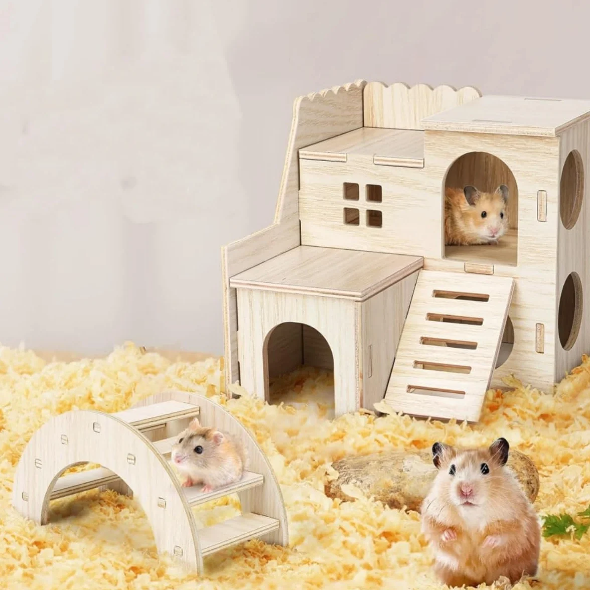 Pont en Bois pour Hamster, Accessoires pour rongeurs, Jouet d'escalade