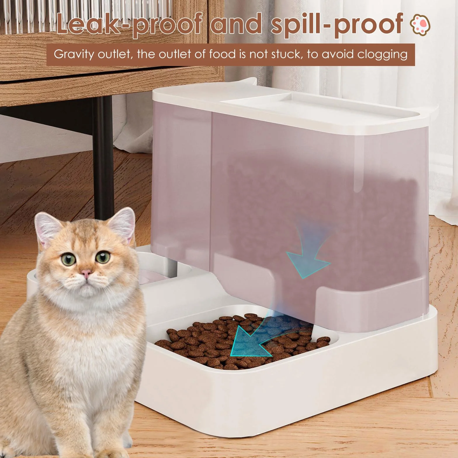 Distributeur 2 en 1 Chats Chiens Gamelle 2,8 L Abreuvoir 1 L par gravité Siphon sans BPA