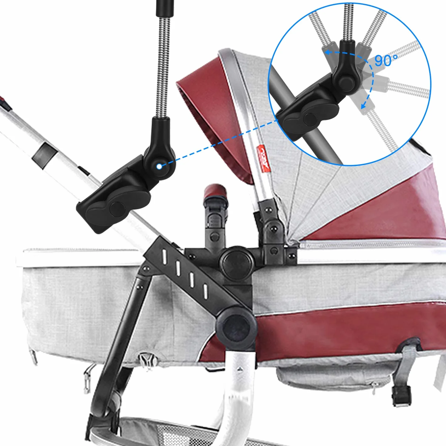 Ombrelle Universelle Anti UV 50+ Diamètre 73cm pour Poussette et Landau Noir