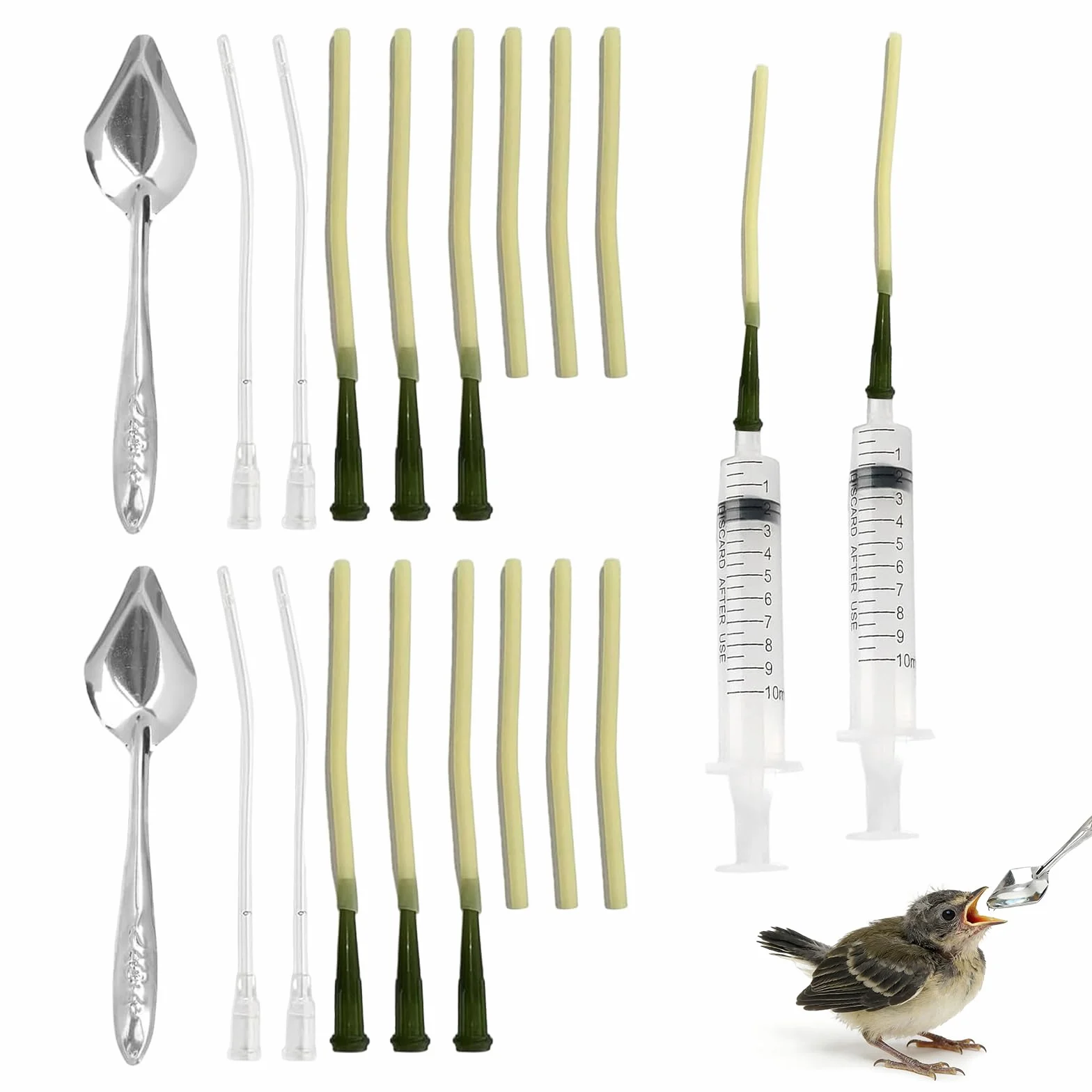 Seringues 5 ml avec Tube et Aiguille pour Alimentation Perroquets Pigeons Lapins Rongeurs Oiseaux