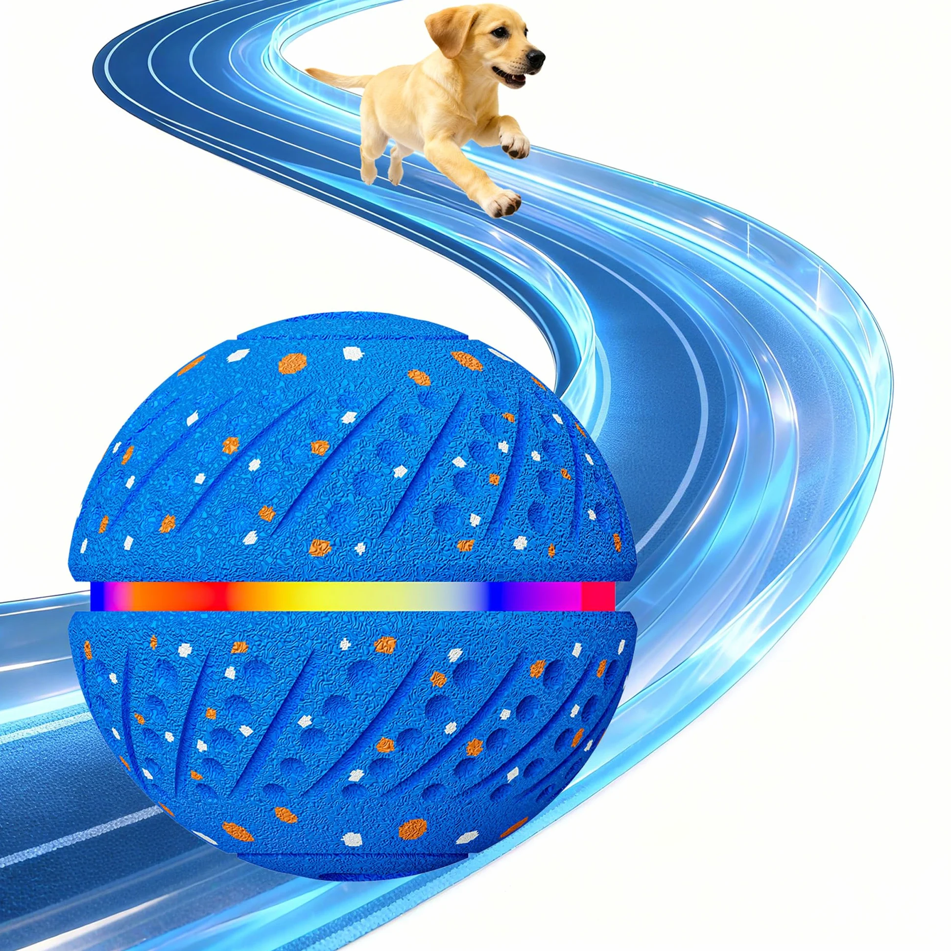 Balle Chien Interactif Intelligente, Jouet Chien Indestructible, Matériau E-TPU avec Lumières, 3 Modes de Jeu, Étanche & Rechargeable Jouet Chiot Petits, Moyens Chiens