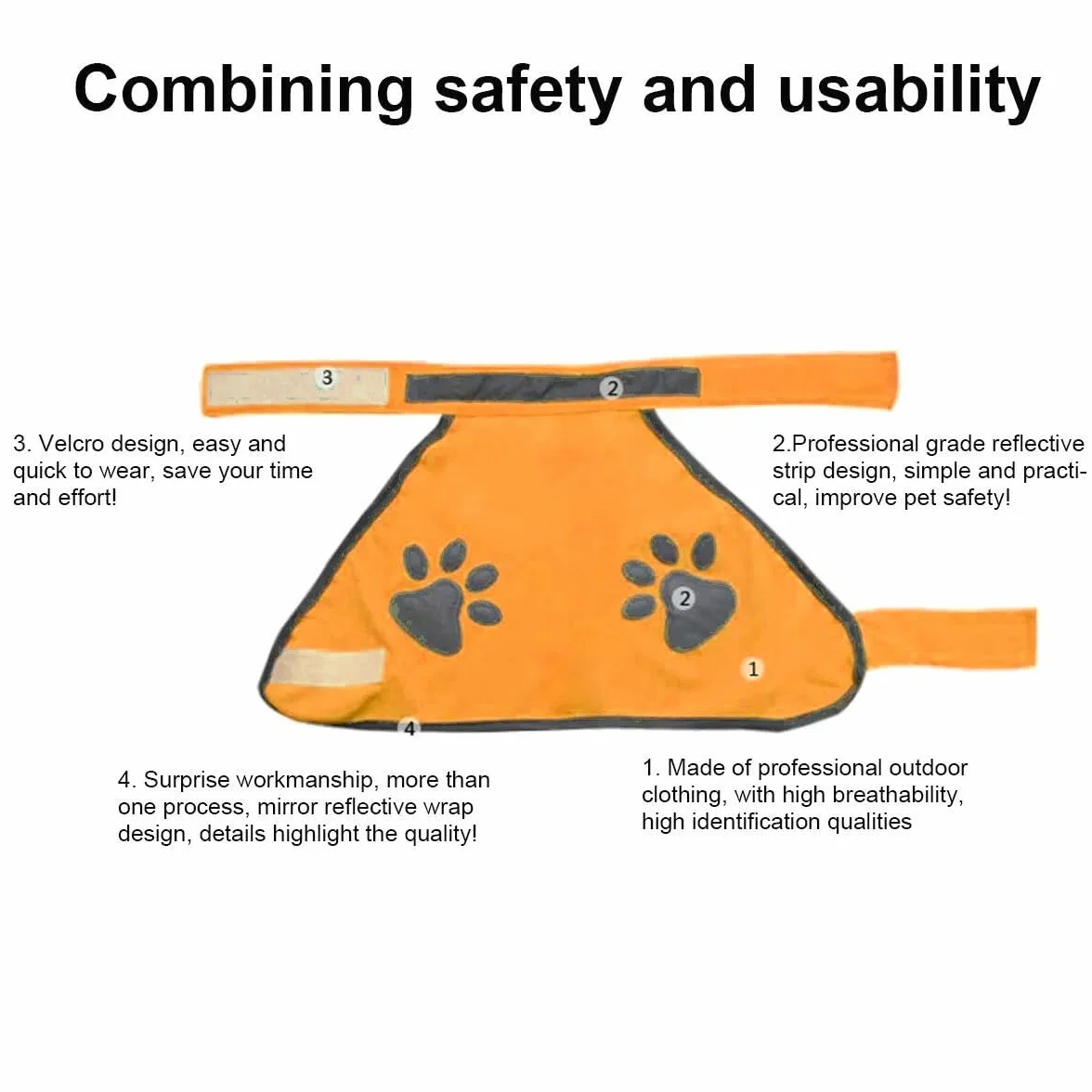 Gilet Réfléchissant pour Chien Haute Visibilité Orange M