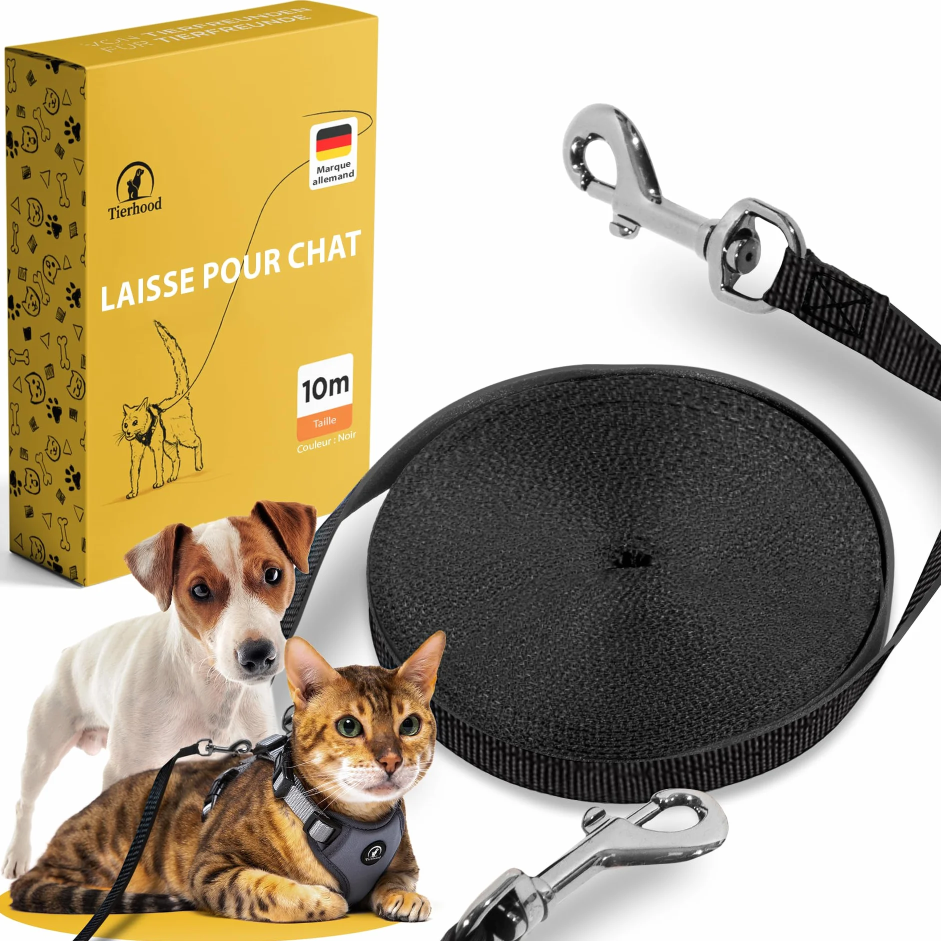 Tierhood Laisse d’extérieur pour Chat 10m Grande Laisse légère