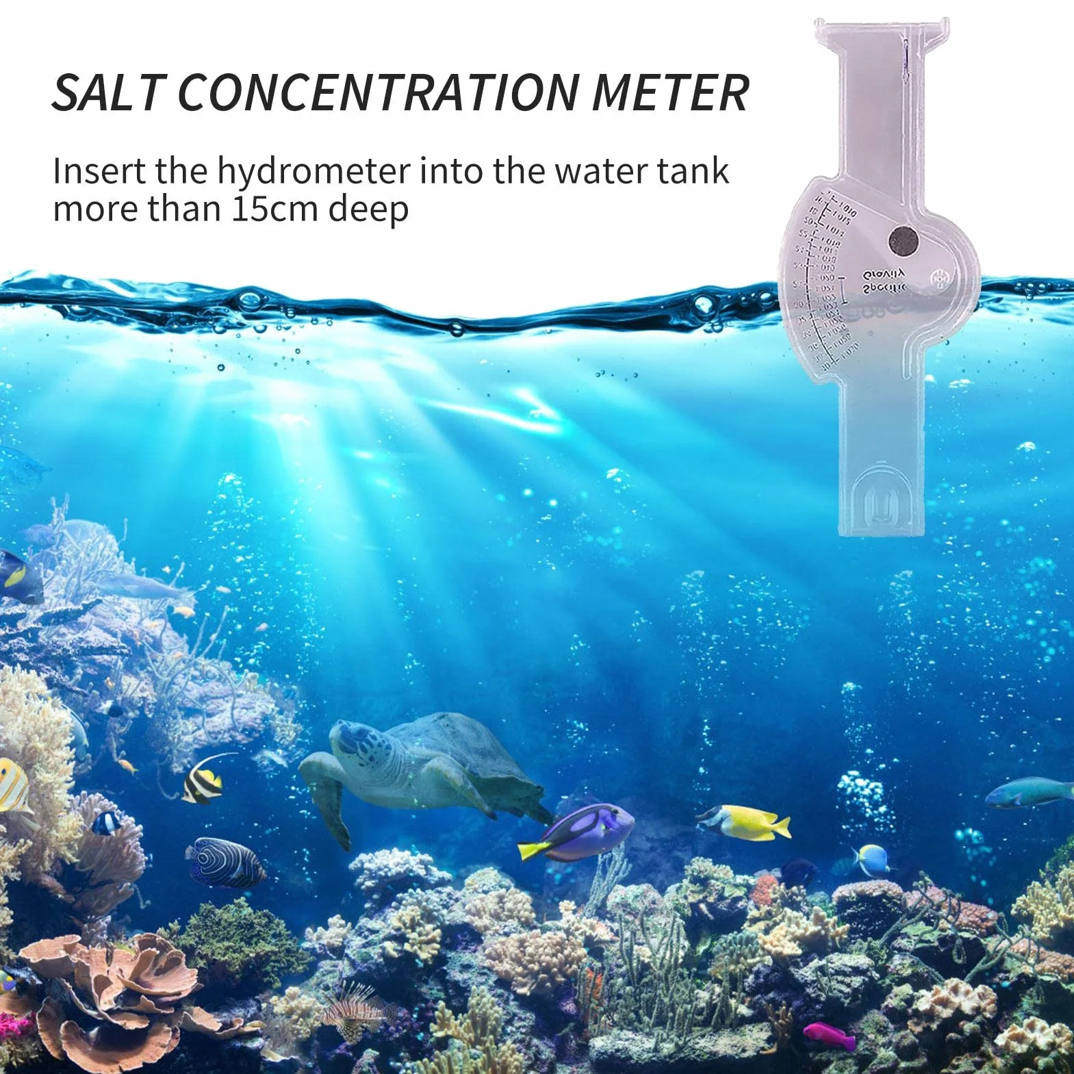 Keptfeet Hydromètre d'eau salée pour Aquarium, Testeur de salinité de mer précis, Densimètre d'eau de mer