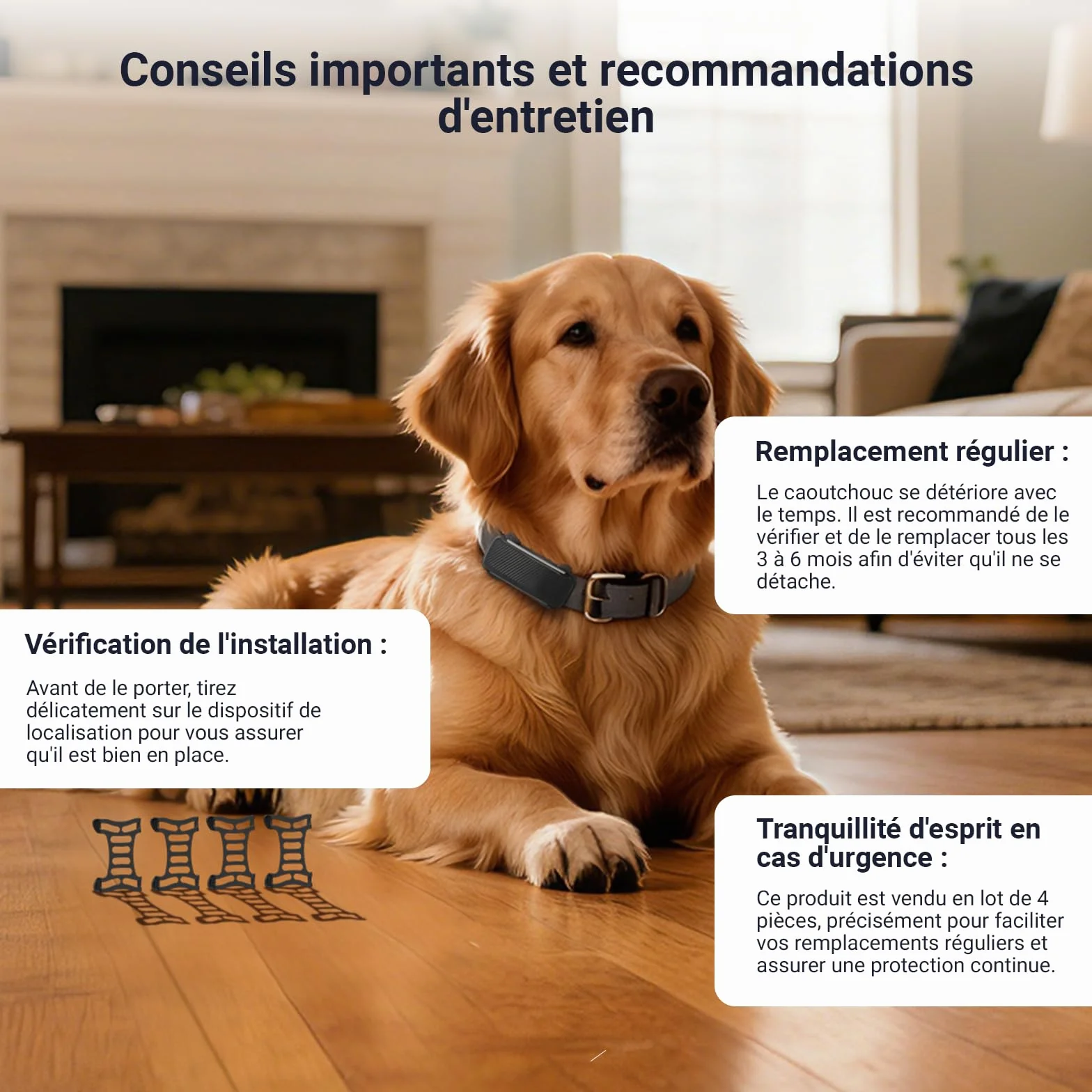 Attaches en Caoutchouc pour Tracti Dog 6 Collier GPS Chien, Remplacement Accessoires Localisation Animaux Noir