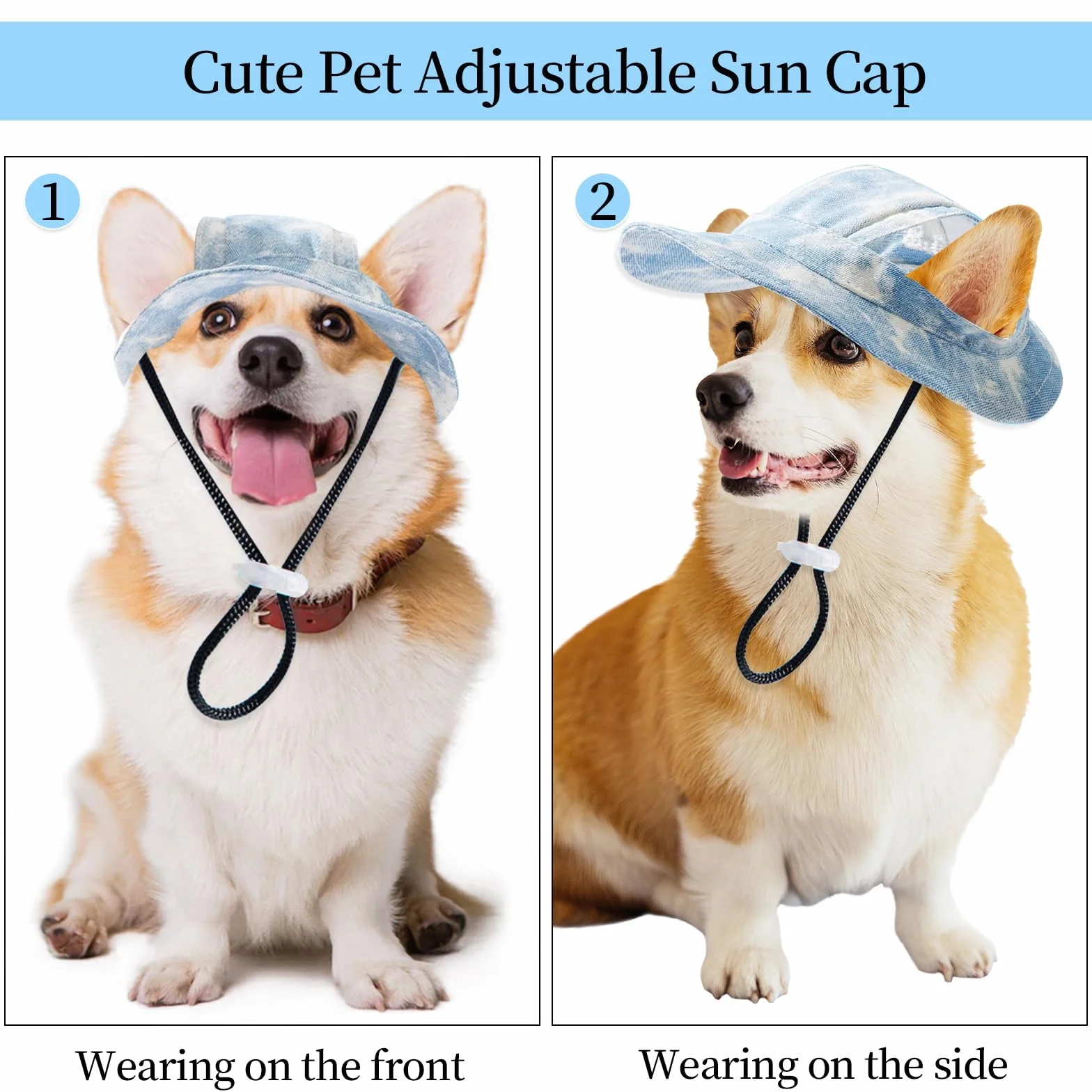Chien Chapeau de Sport Élégant, Casquette de Baseball pour Chats Protection Solaire, Chapeau de Soleil pour Chiens Ajustable, Casquette de Soleil pour Petits Chiens, Chiots, Chats (Bleu, M)