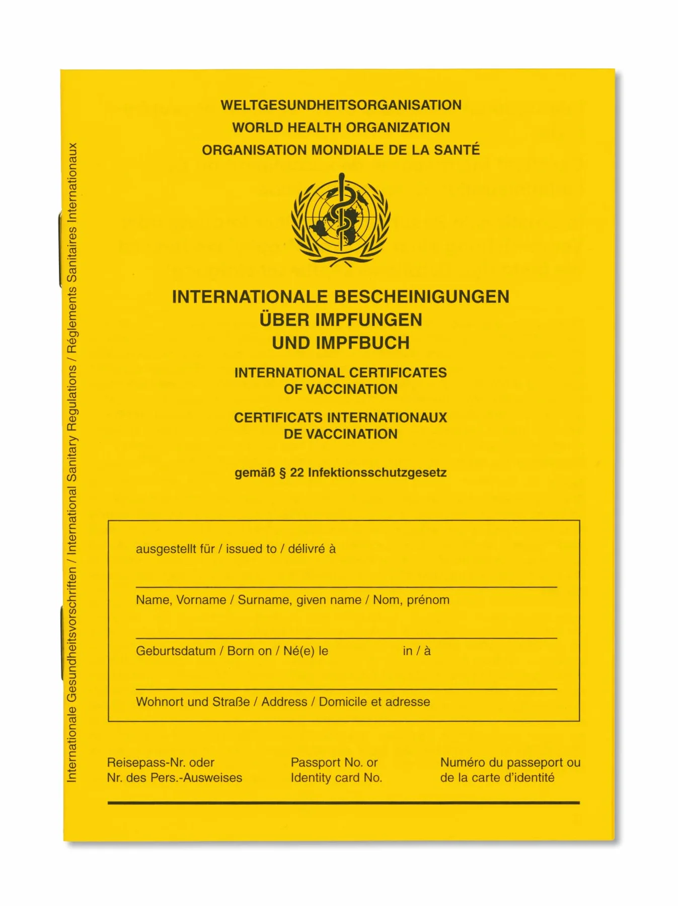 Passeport Vaccinal International avec Porte-carte et Étui Protection Transparent (Allemand, Anglais, Français)
