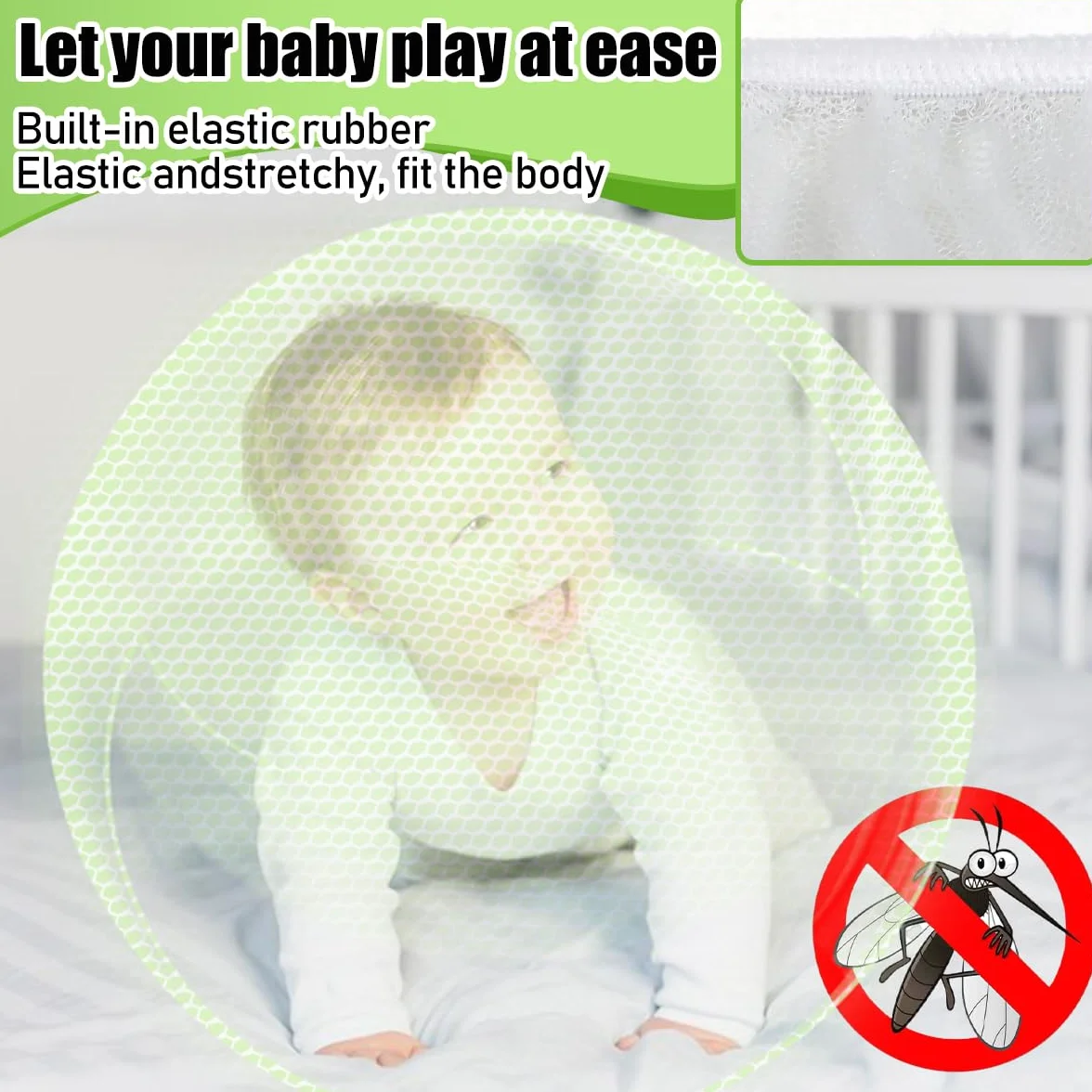 Moustiquaire Poussette Universelle Anti Insectes Filet Haute Densité Élastique Lavable