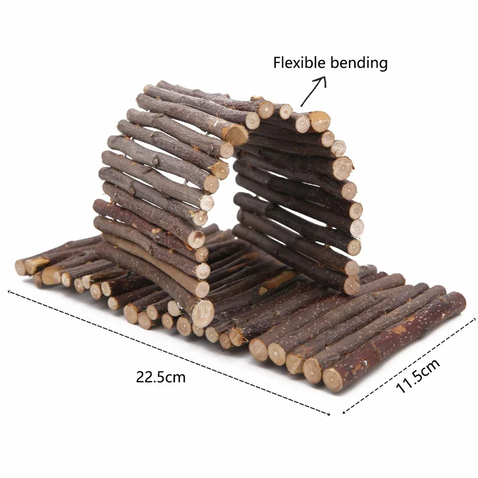 Lot de 2 ponts à mâcher en bois pour hamster reptile lézard tortue
