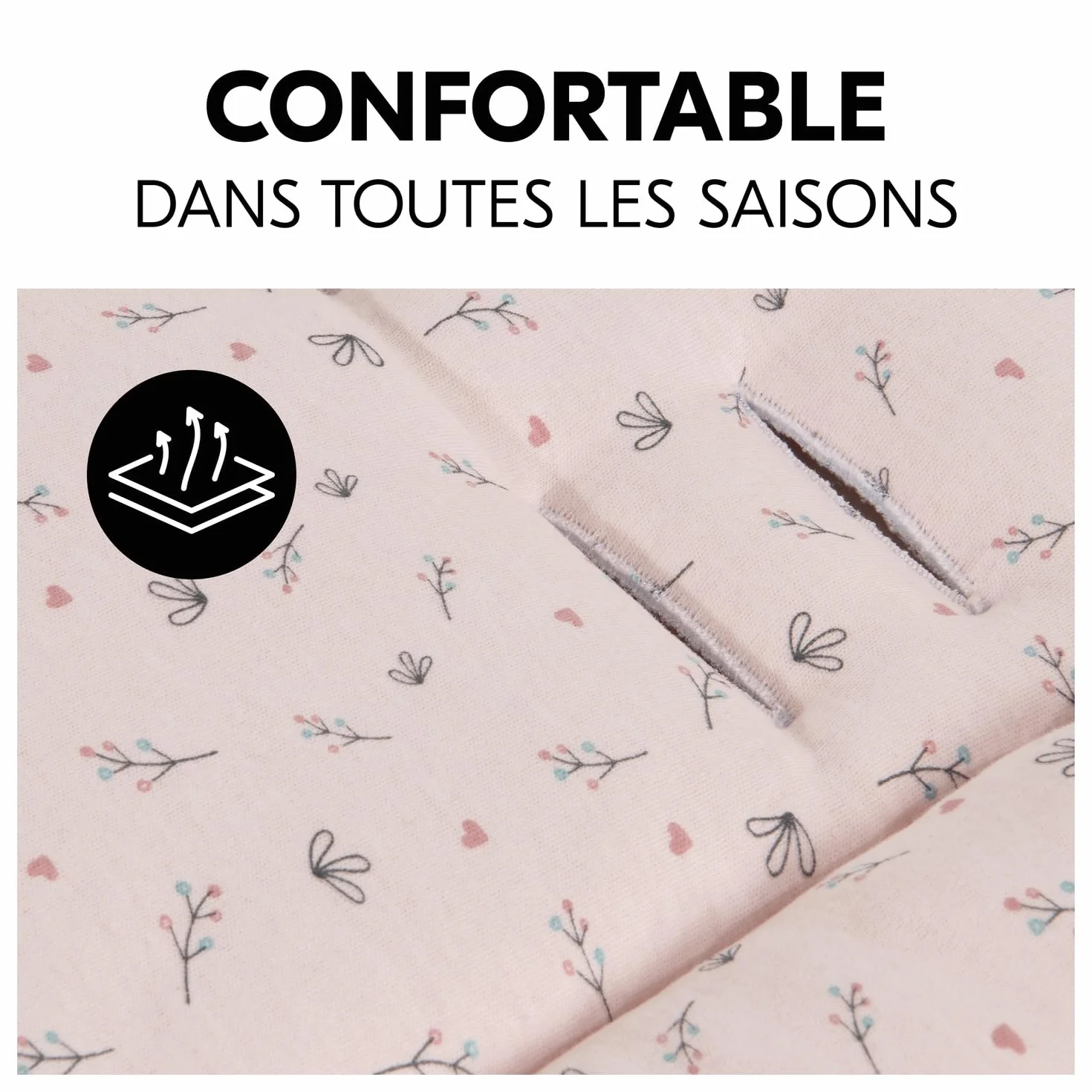 Hauck Coussin Poussette Universelle Coton Respirant Fleurs Rose