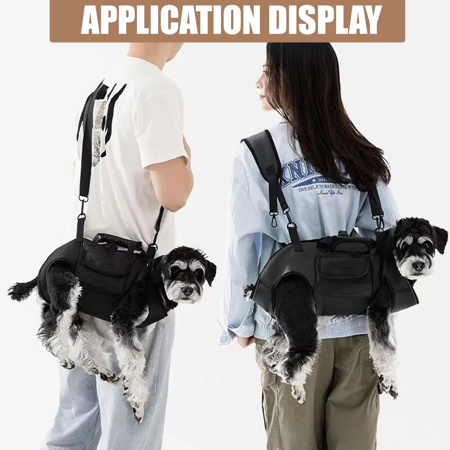 Sac à Dos Mains Libres pour Yorkie, Harnais de Levage Complet pour Petits Chiens, Sangles réglables et Respirantes avec Petit Sac à friandises pour Chiots (Noir,Medium)