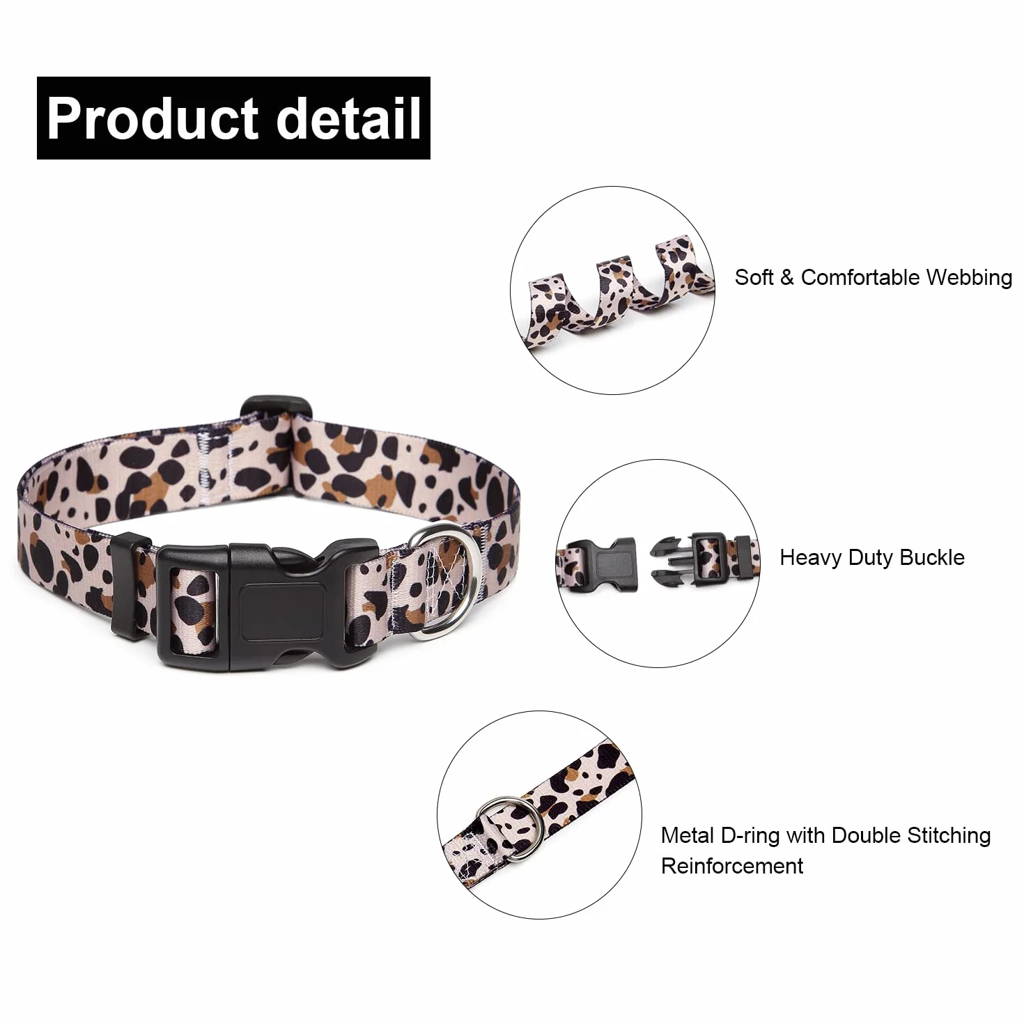 Collier pour Chien Motif Tendance Nylon Réglable Léopard M