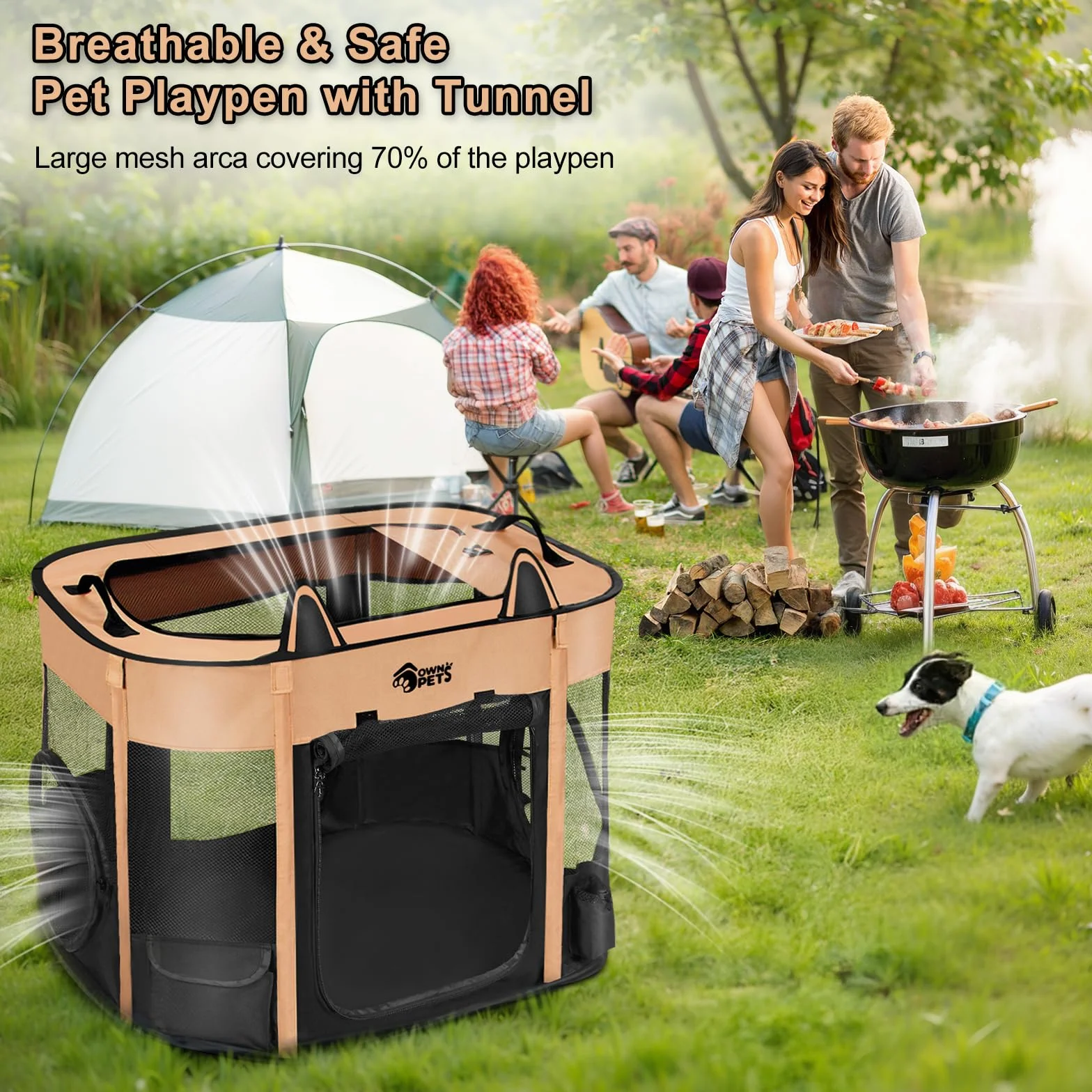 Ownpets Enclos pour chat extérieur Parc portable pliable Cage de transport pour animal domestique