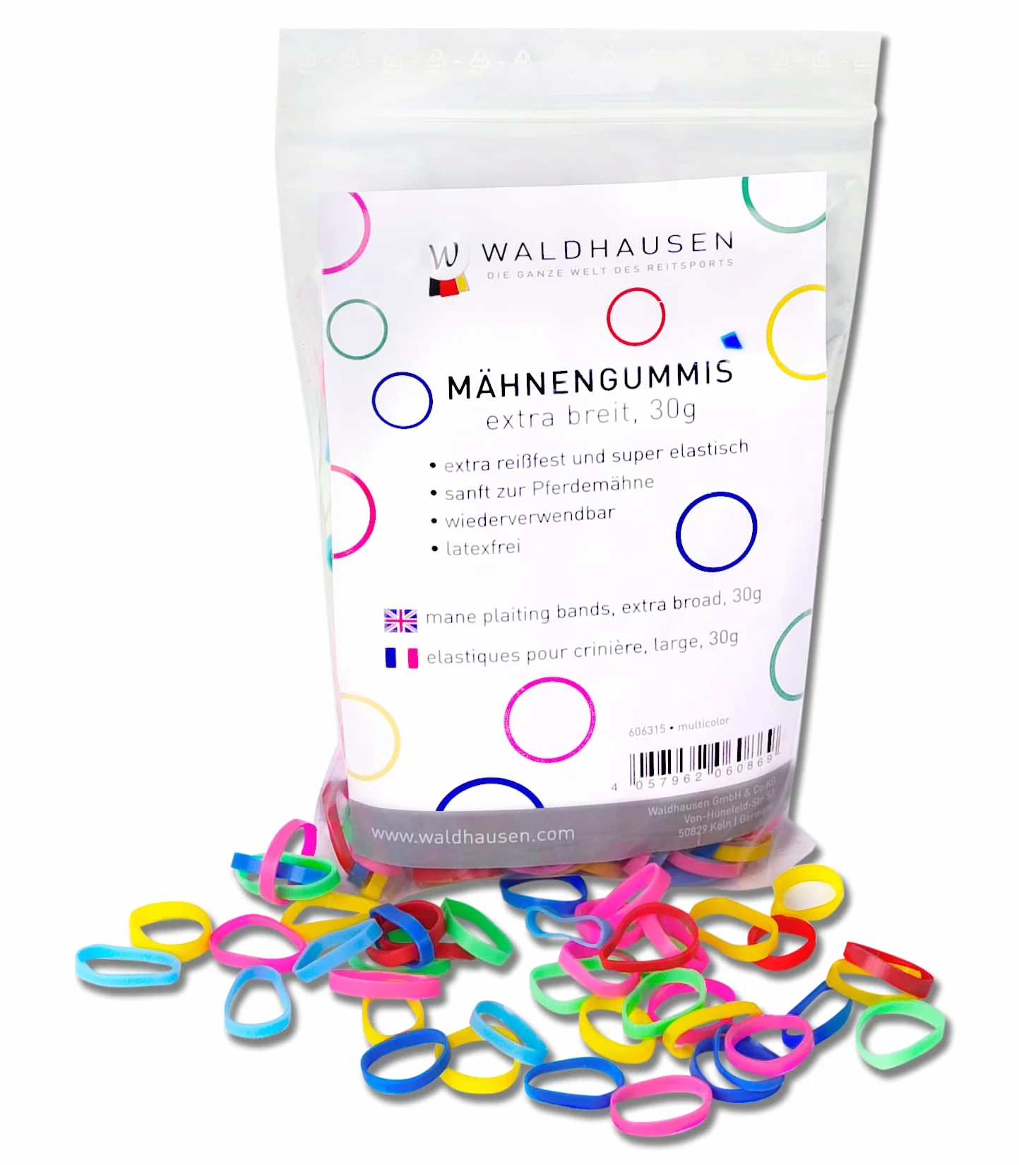 Waldhausen Crinière caoutchouc 30 g einflechtgummi Multicolore Extra Large