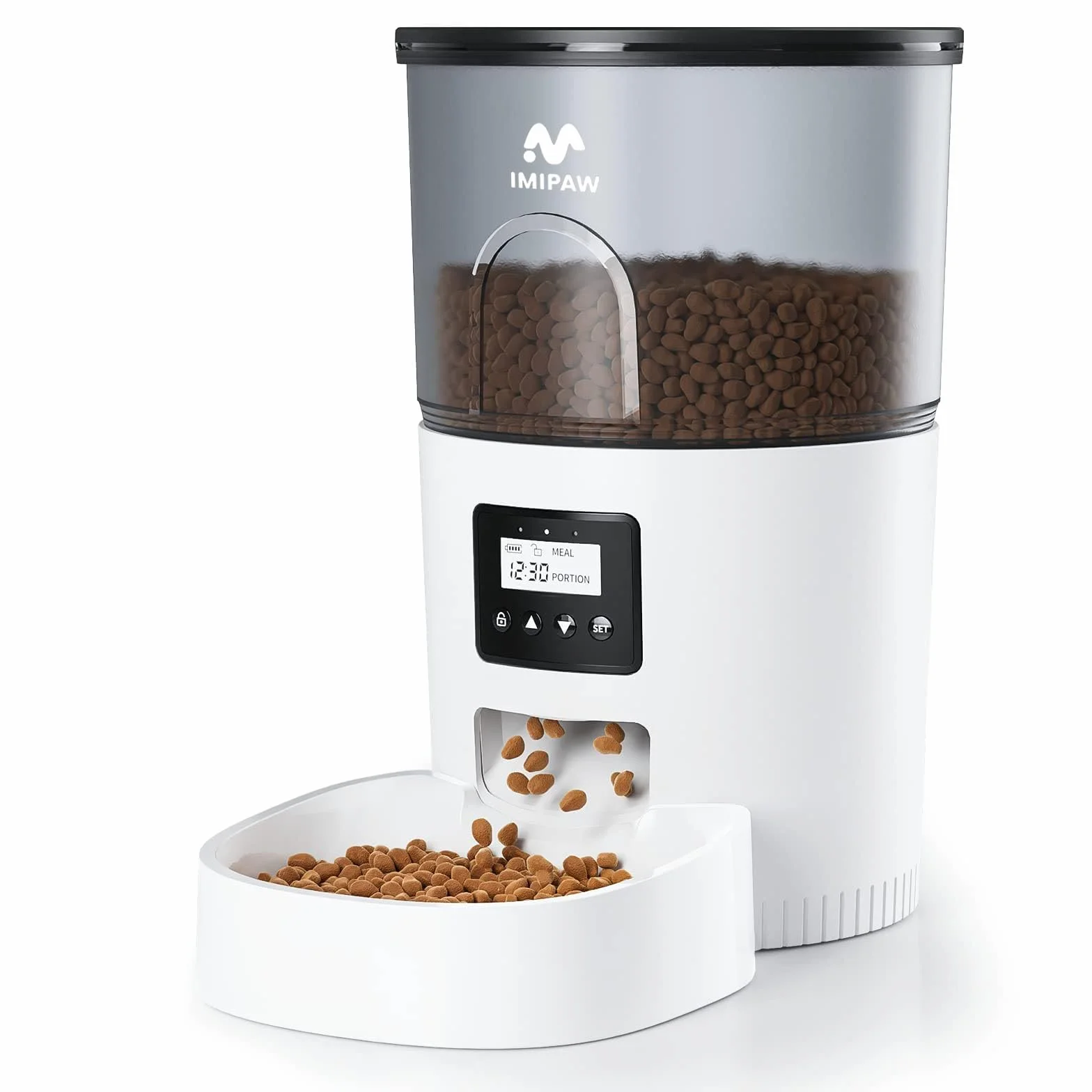 Distributeur Croquettes Chat Automatique avec Minuterie Programmable 3L Blanc