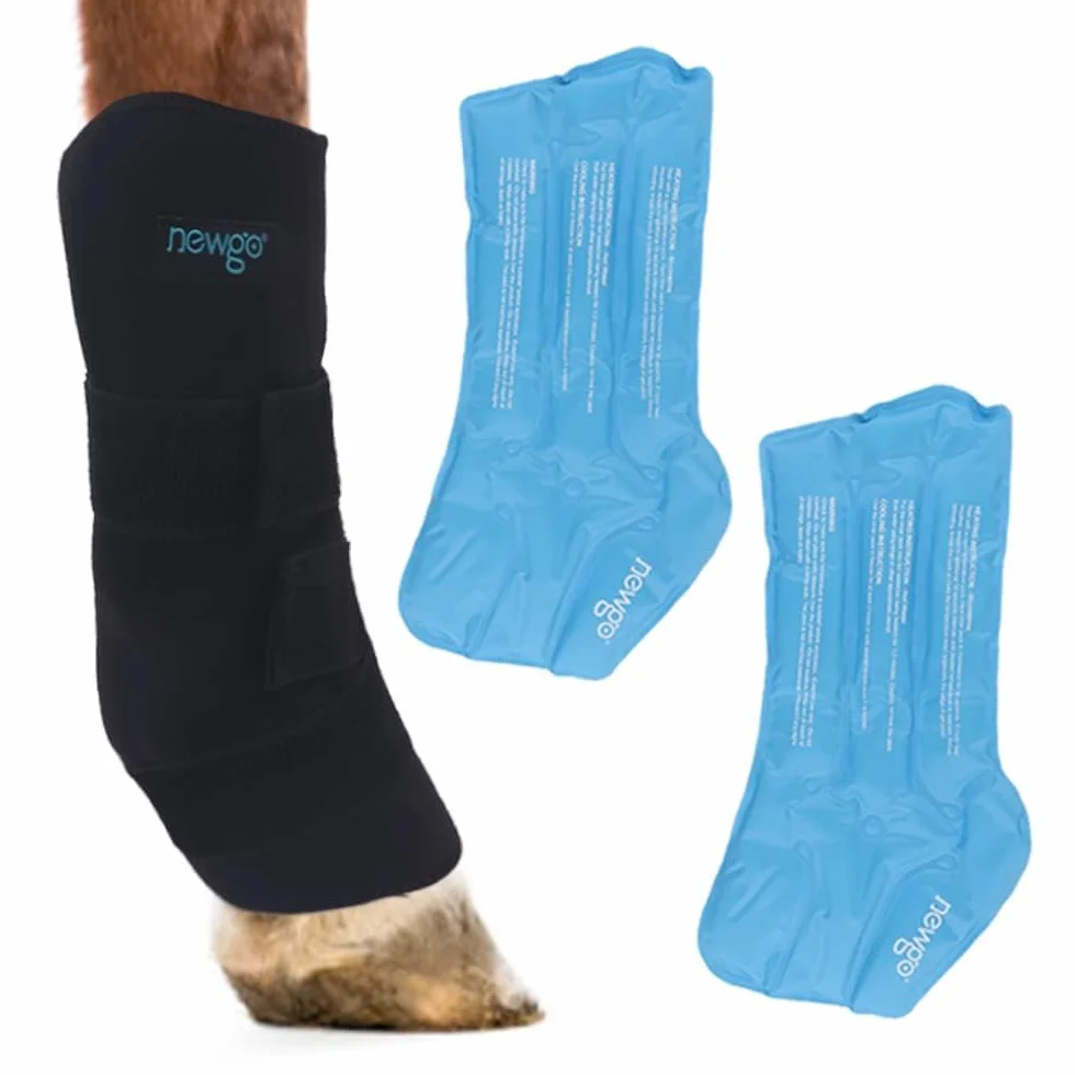 NEWGO Guêtres froides cheval maintien ferme - 2 blocs de refroidissement amovibles bandage lavables