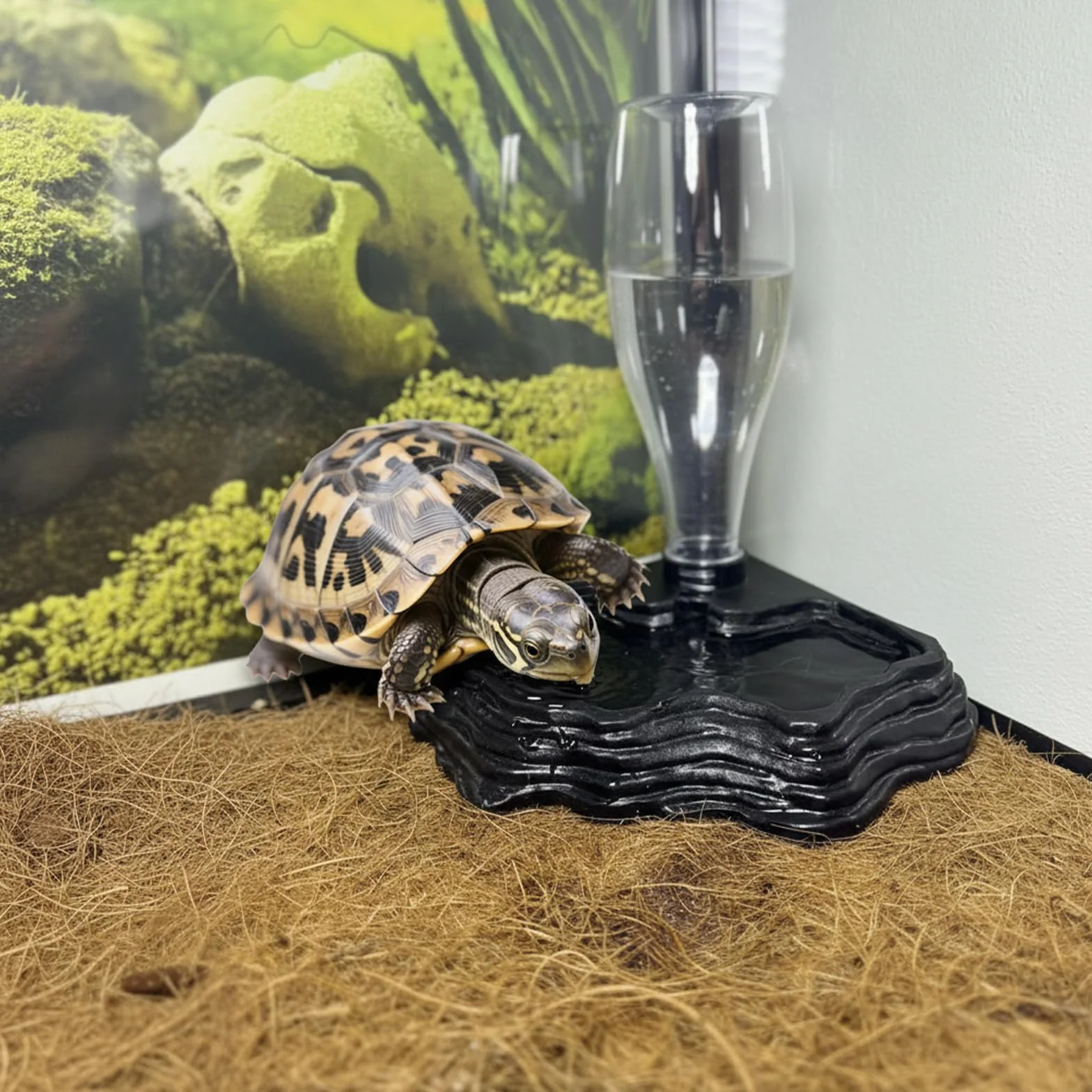 Abreuvoir Tortue Terrestre Distributeur d'Eau Portable avec Plat Anti-Débordement Plastique
