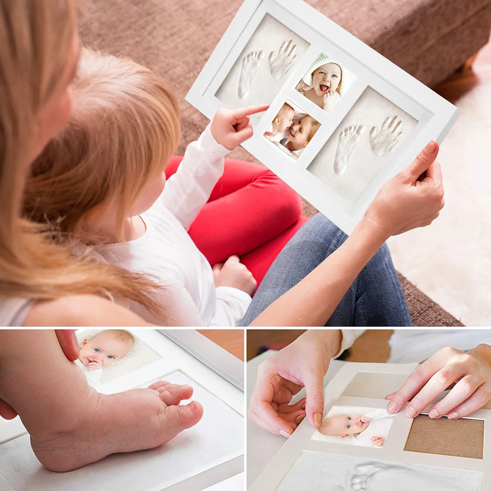 Cadre Empreintes Bébé Kit Empreinte Mains Argile Souvenirs Naissance