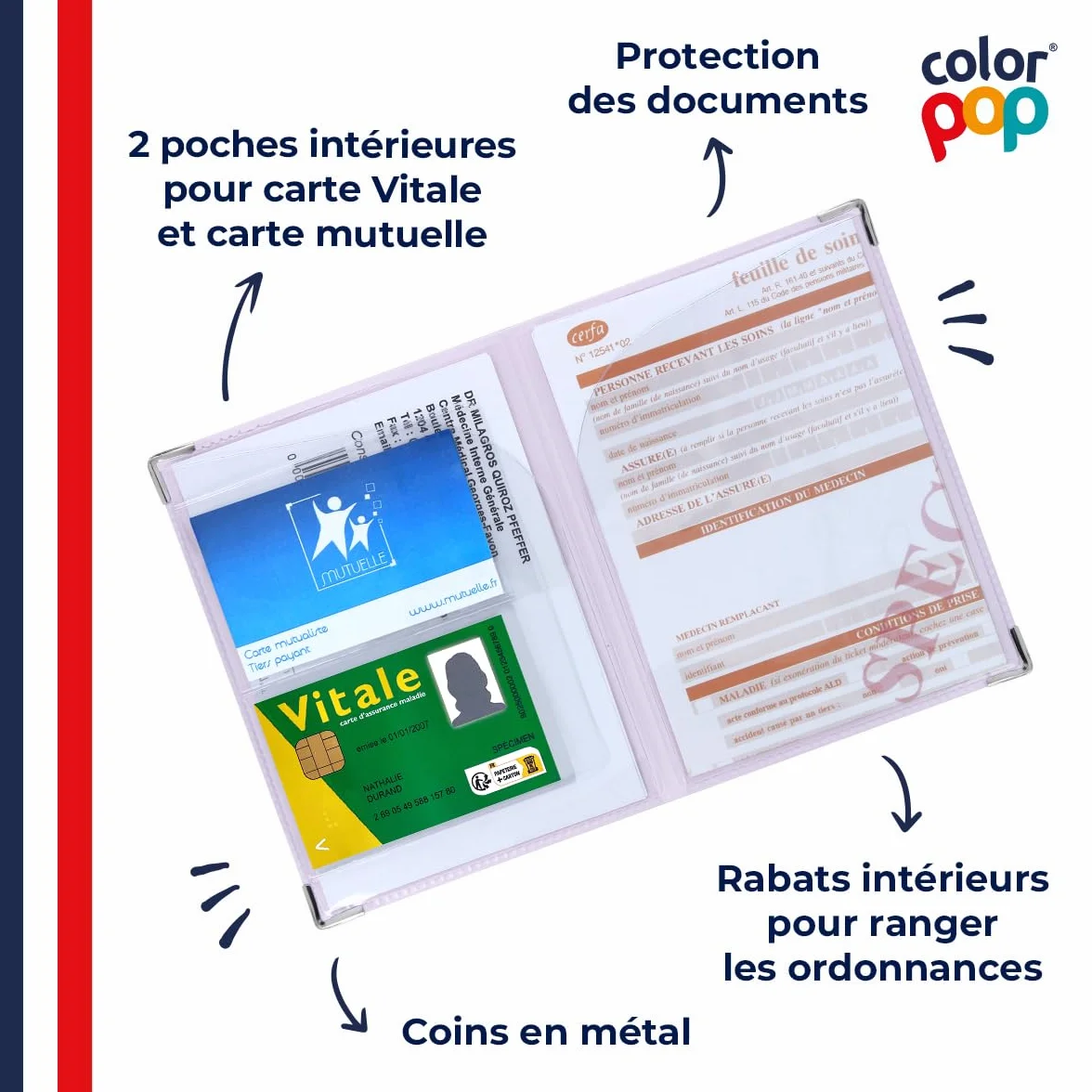 Color Pop Etui santé PVC Lilas 15,8 x 11,7 x 0,4 cm Fabrication française