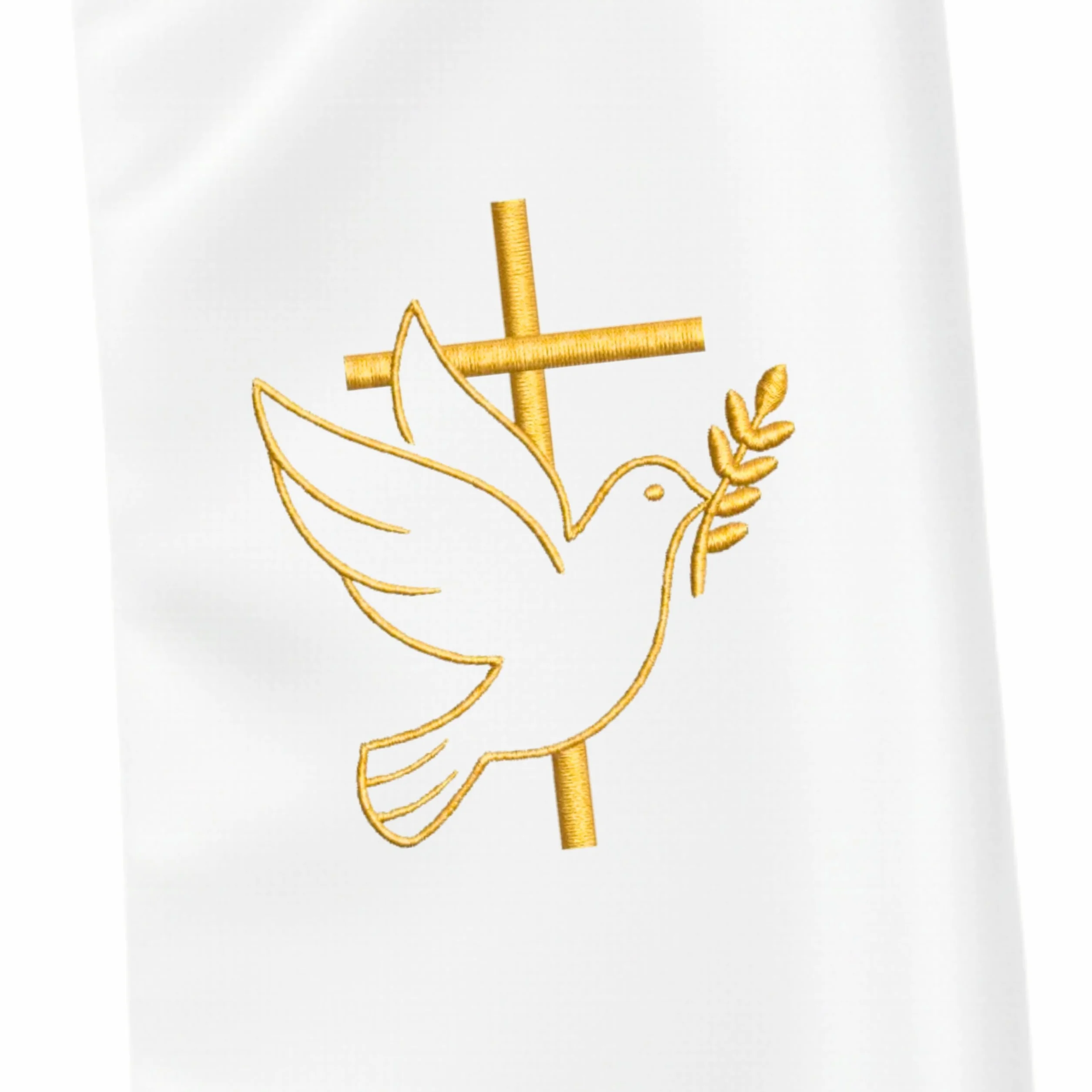 Étole de Baptême Personnalisée Prénom Date Broderie Satin Blanc 85x15 cm Cadeau Filleul Filleule