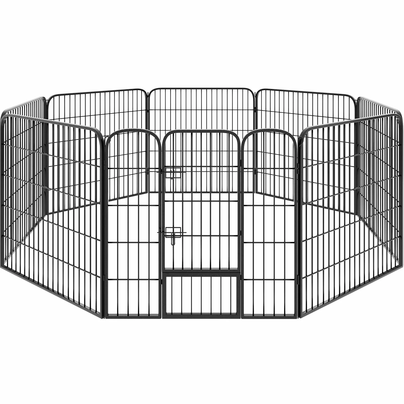 Parc pour Chien Modulable Pliable Enclos Chat Extérieur Cloture Anti Fugue Grillage sans Toit Portes Double Verrou