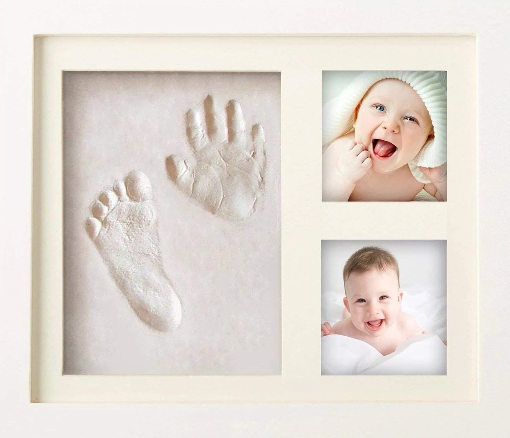 Cadre Empreintes Bébé Kit Empreinte Pieds et Mains Personnalisé Cadeau Nouveau Né Naissance Blanc