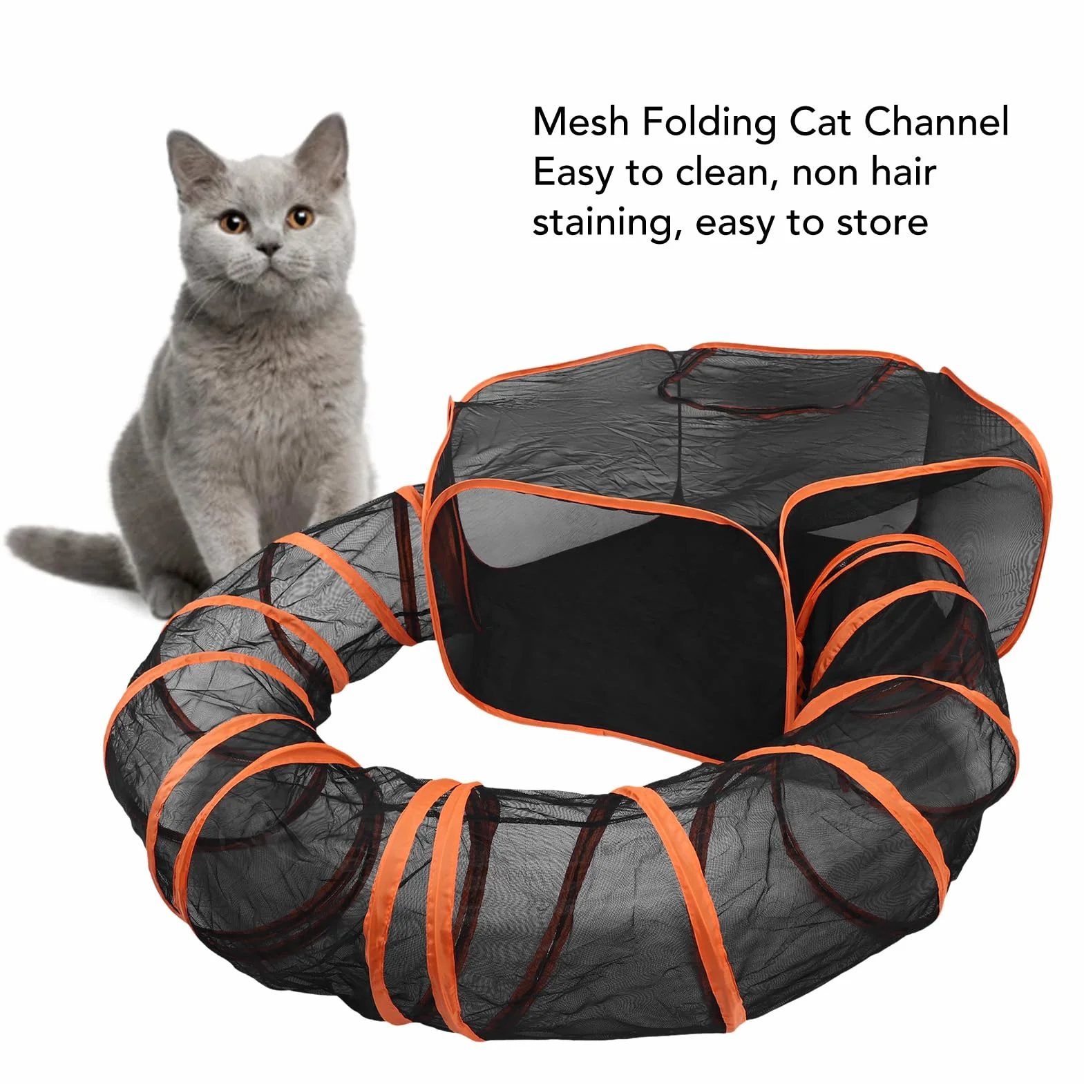 Tunnel pour Chat Pliable avec Enclos pour Chats et Petits Animaux