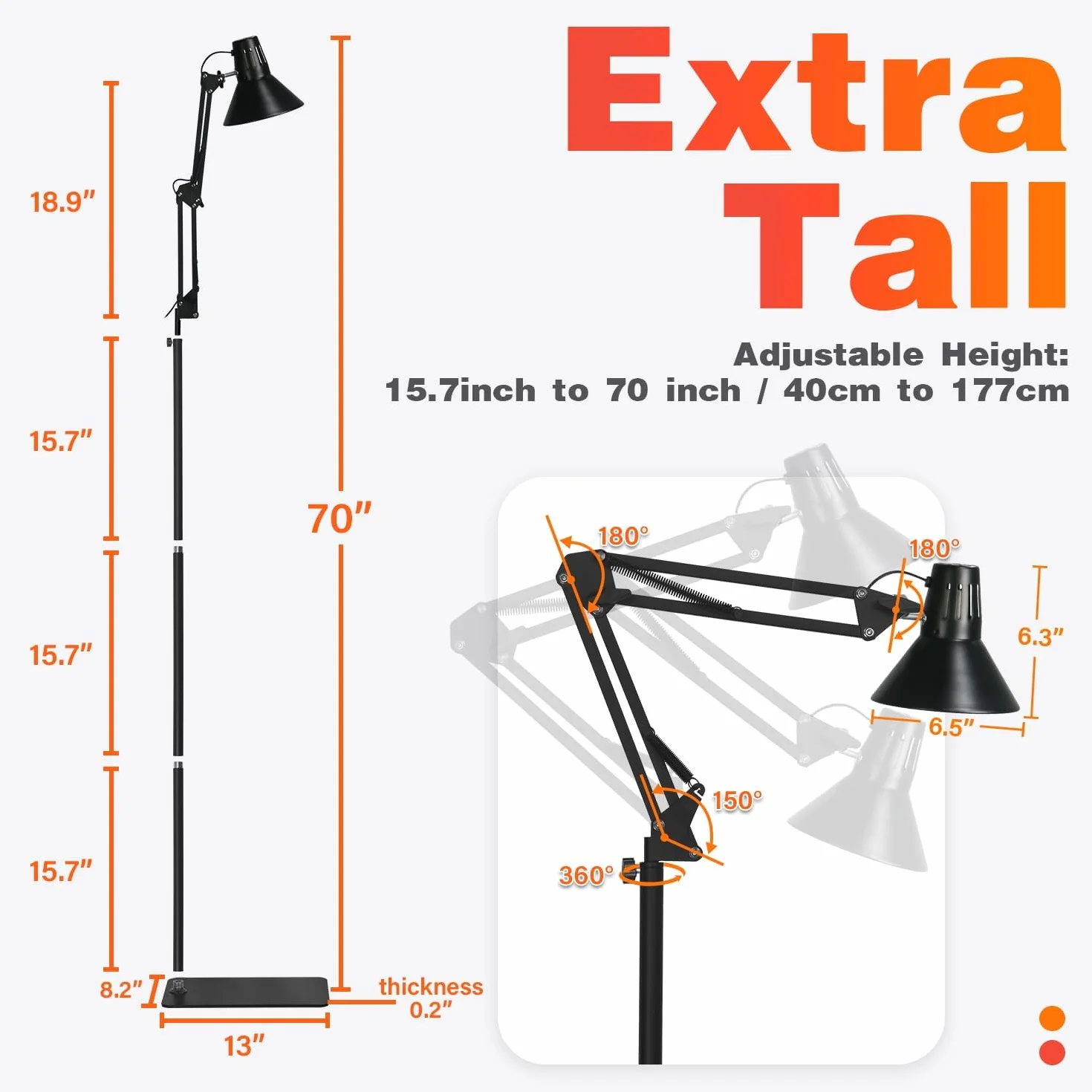 Support de lampe chauffante pour reptiles, socle extra haut, hauteur et largeur réglables, pour tortue terrarium