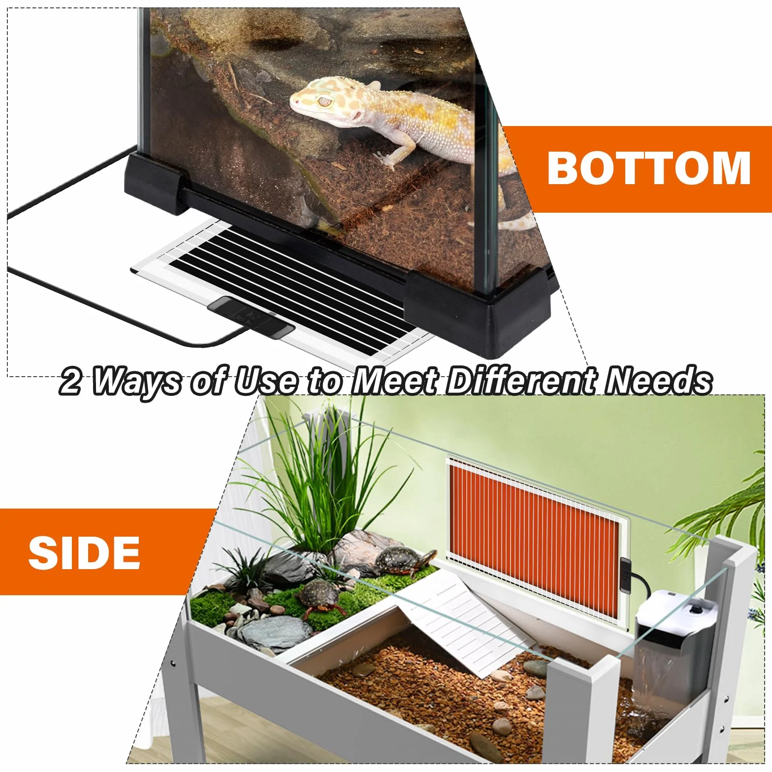 Tapis Chauffant Reptile 45W 28x80 cm Température Réglable Terrarium