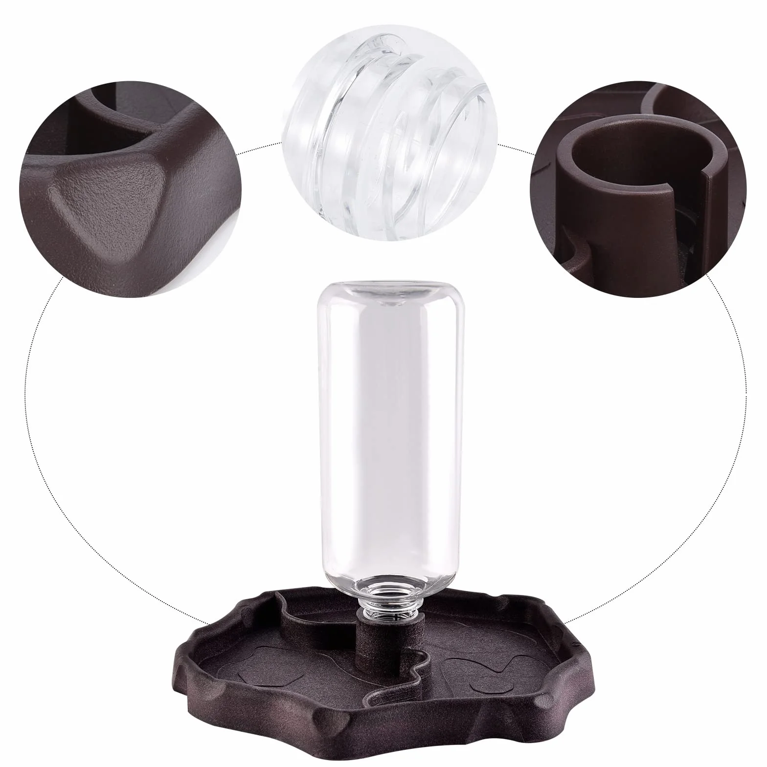 Distributeur d'eau pour Reptile Abreuvoir Tortue Mangeoire 2 en 1 Anti Débordement Plastique Brun