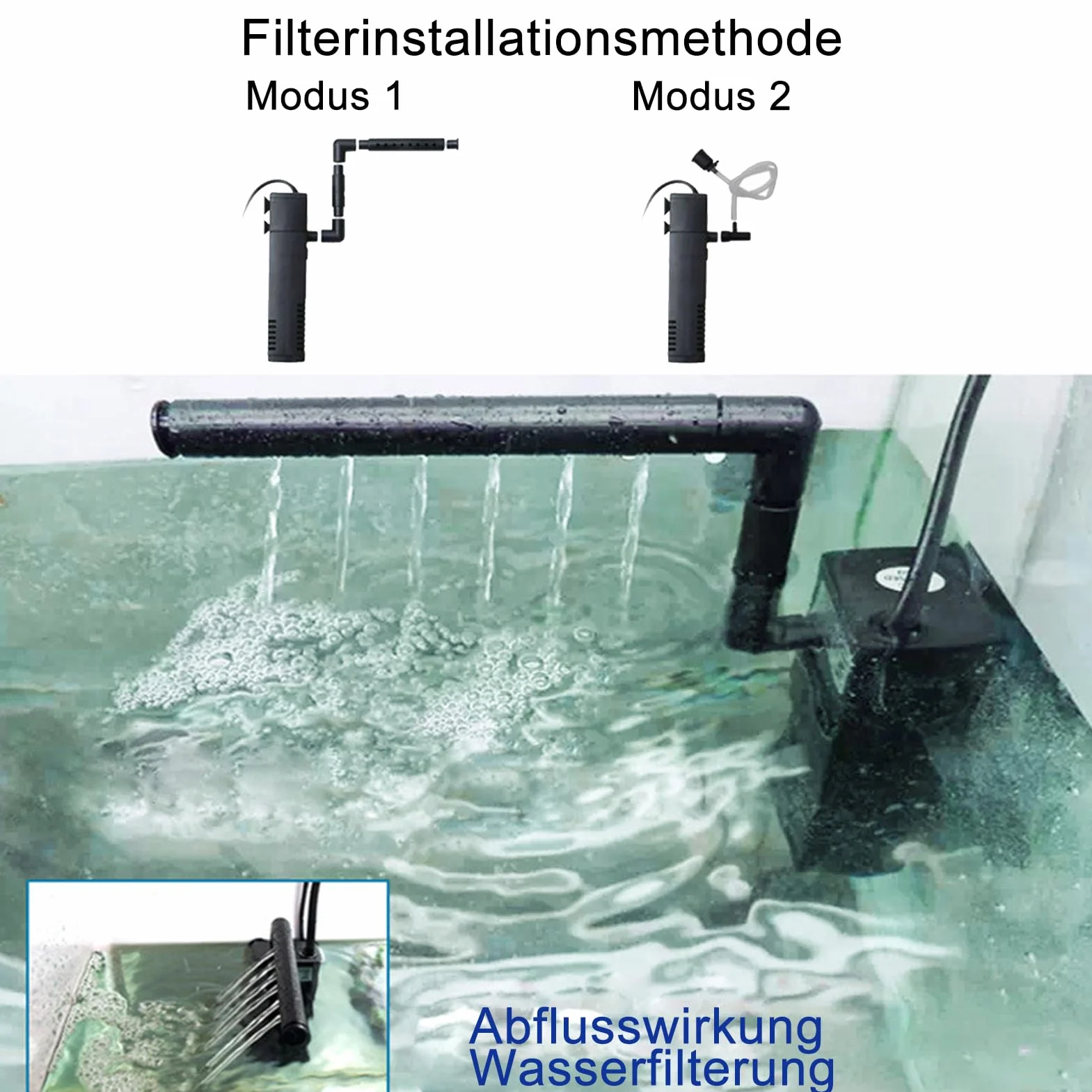 GERUI Filtre d'aquarium Pompe 4W 300L/h Circulation d'eau réglable pour Aquarium 60L
