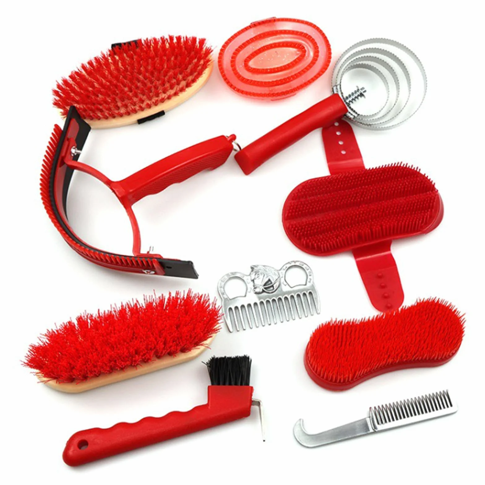 Brosses Pour Chevaux 10 Pièces Ensemble De Soins De Toilettage Nettoyage Brosse Équestre Accessoires Massage