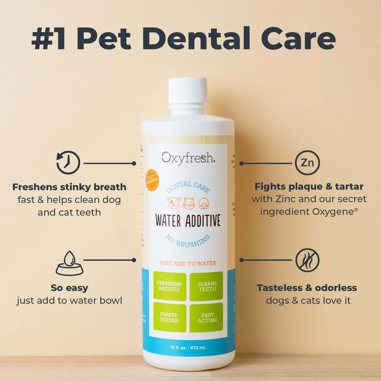 Oxyfresh Premium pour Animal Domestique Soin Dentaire Solution pour la Mauvaise haleine et Les Caries