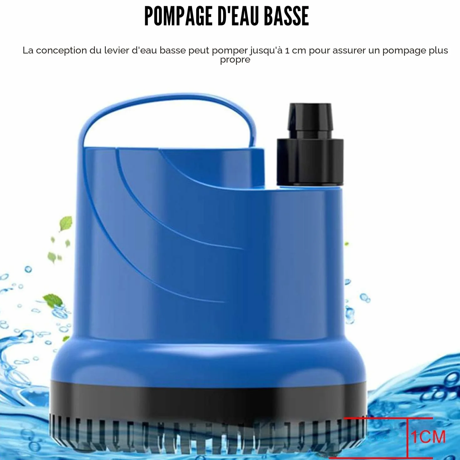 EXLECO Mini Pompe Submersible 2500 L/H 40W 230V Hauteur de Refoulement 2,3 M
