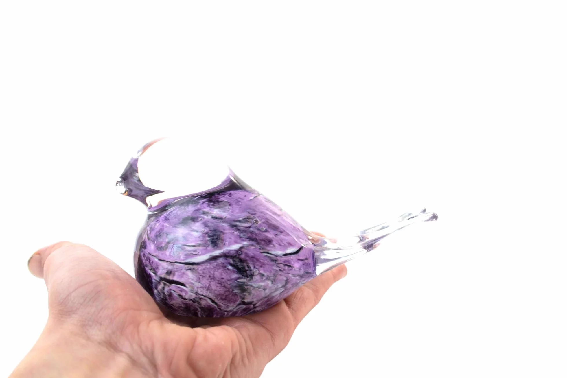 Mini urne oiseau violet feuille d'or - Urne de luxe pour chien chat humaine